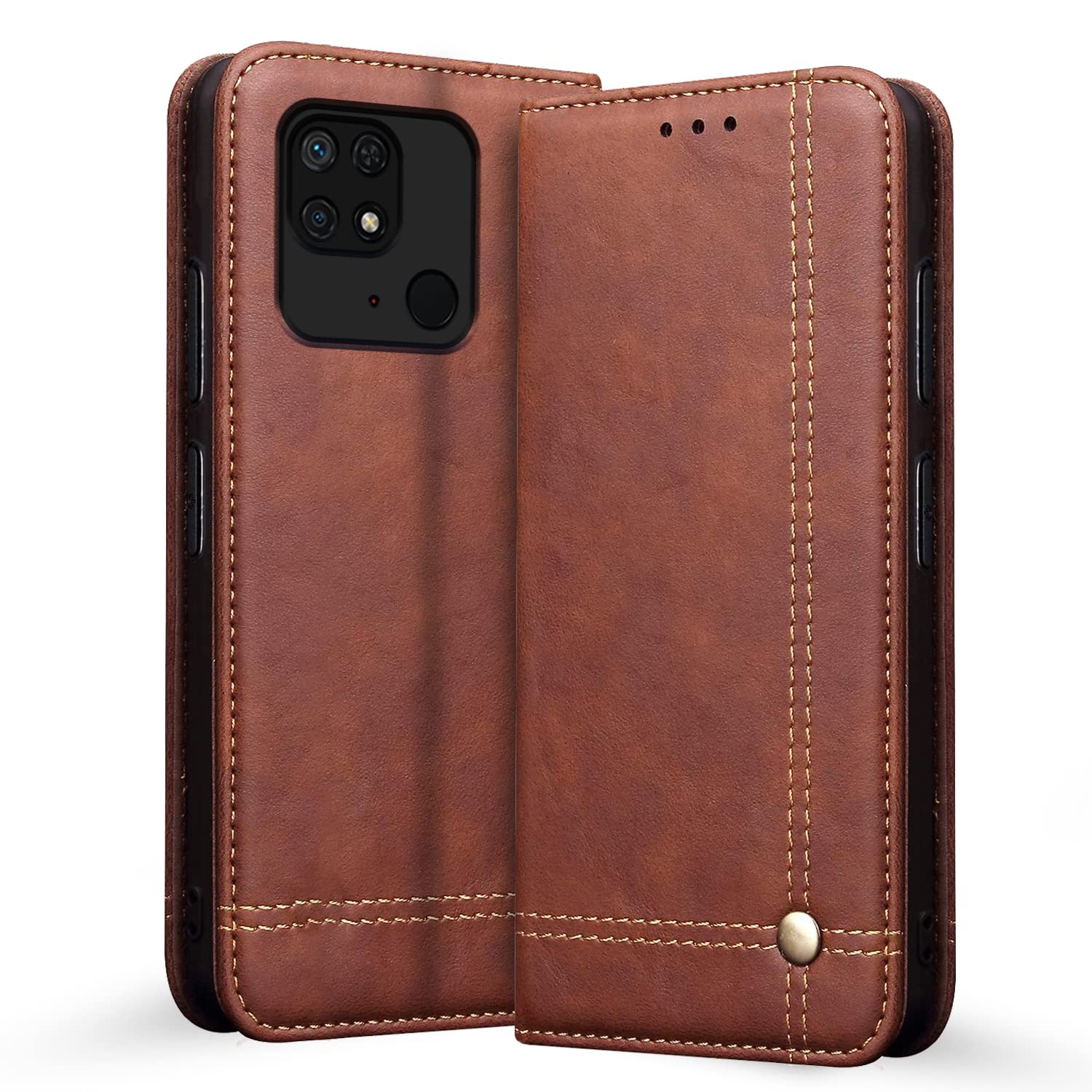 Pikkme Redmi 10/10 Power brown wallet flip cover