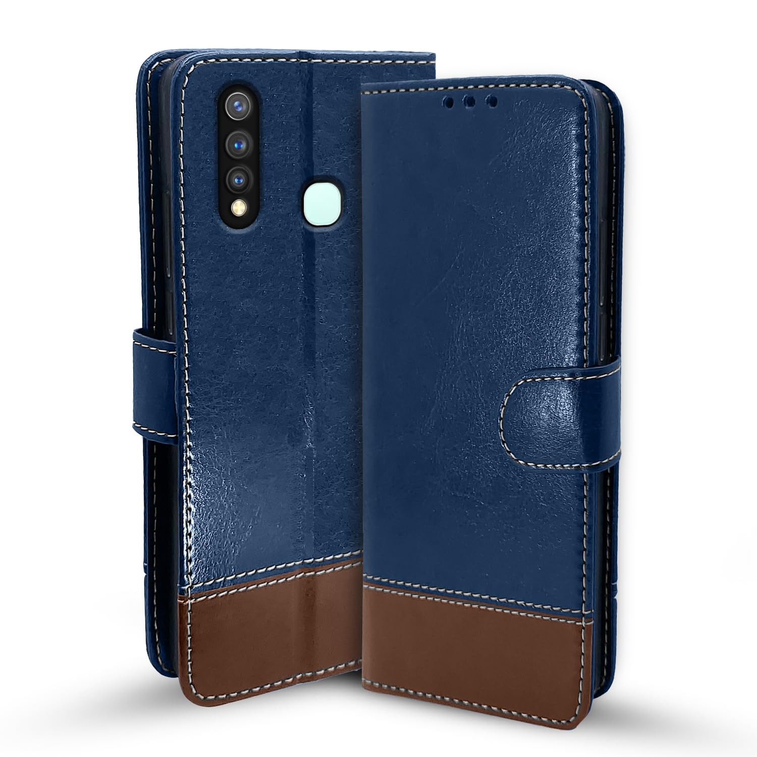 Blue & brown Magnetic flip cover for Vivo U20/Y19 – Pikkme