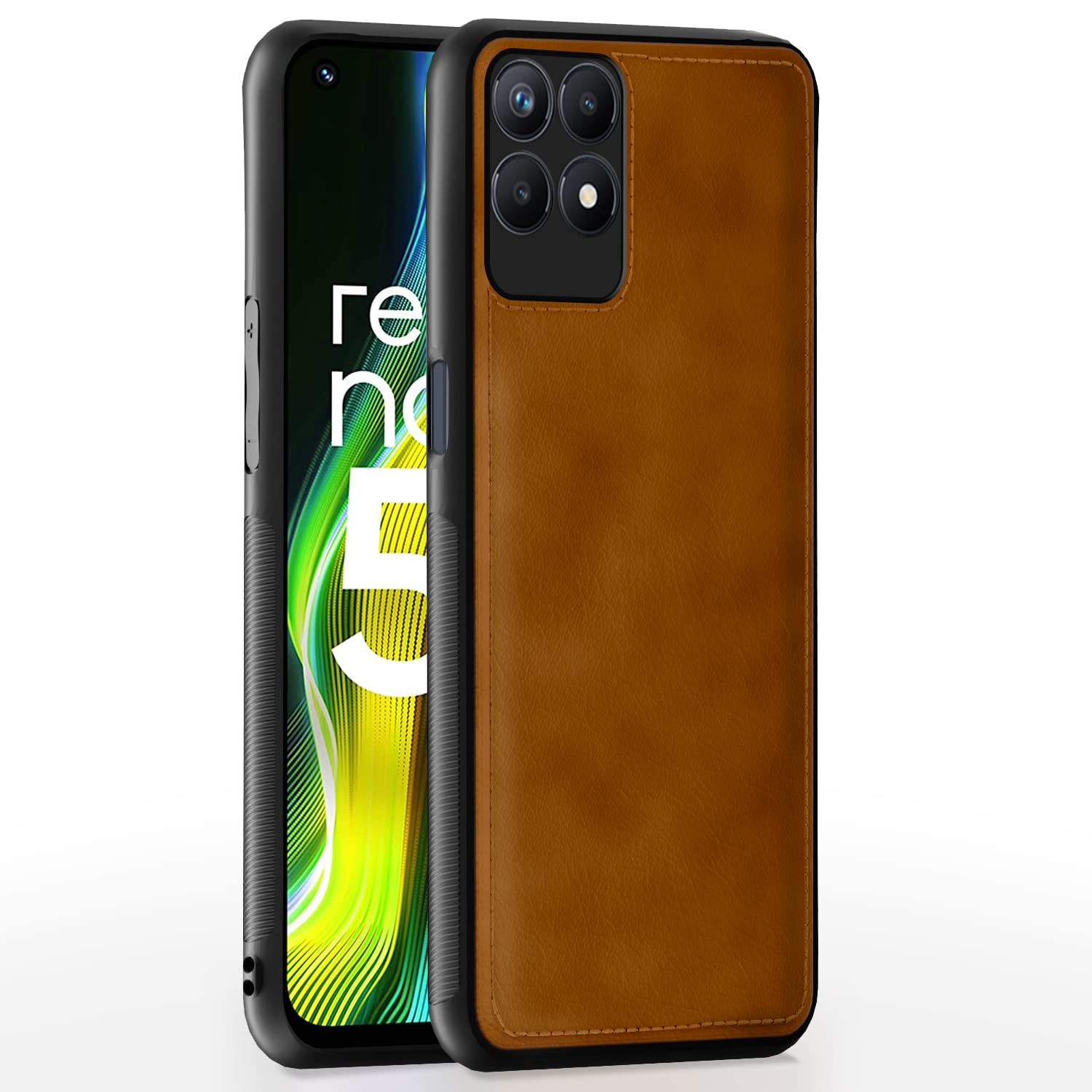 Realme Narzo 50/8i 4G Leather mobile back cover in brown by Pikkme