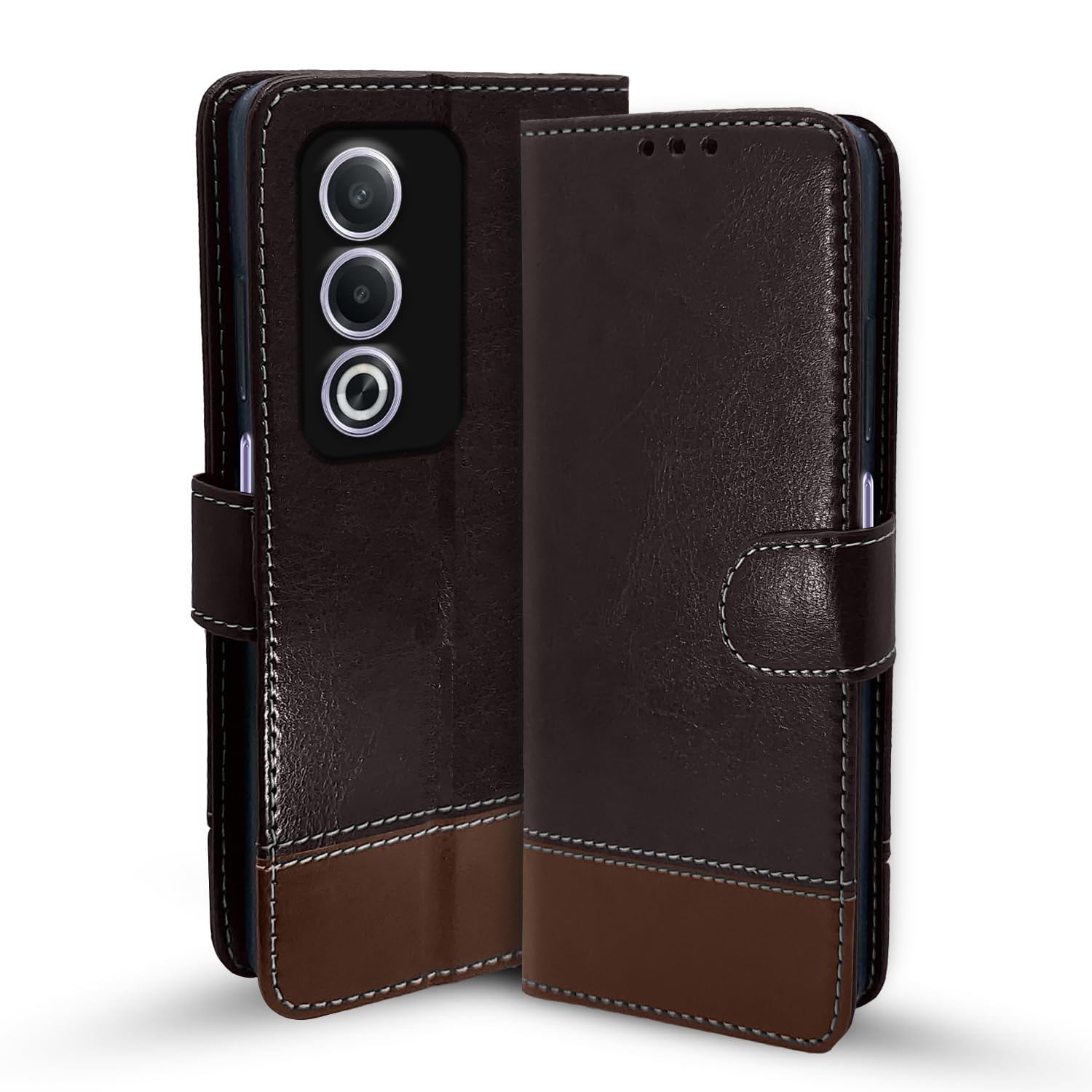 Pikkme Oppo A3 Pro 5G Magnetic coffee & brown mobile flip cover