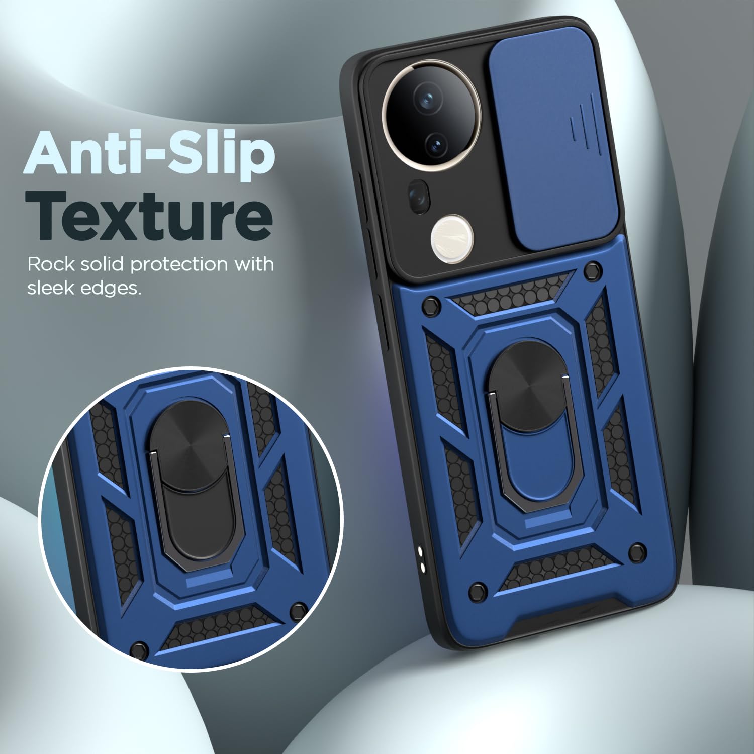 Pikkme Vivo T4 Ultra 5G D10 Tough Armor Back Cover (Blue)