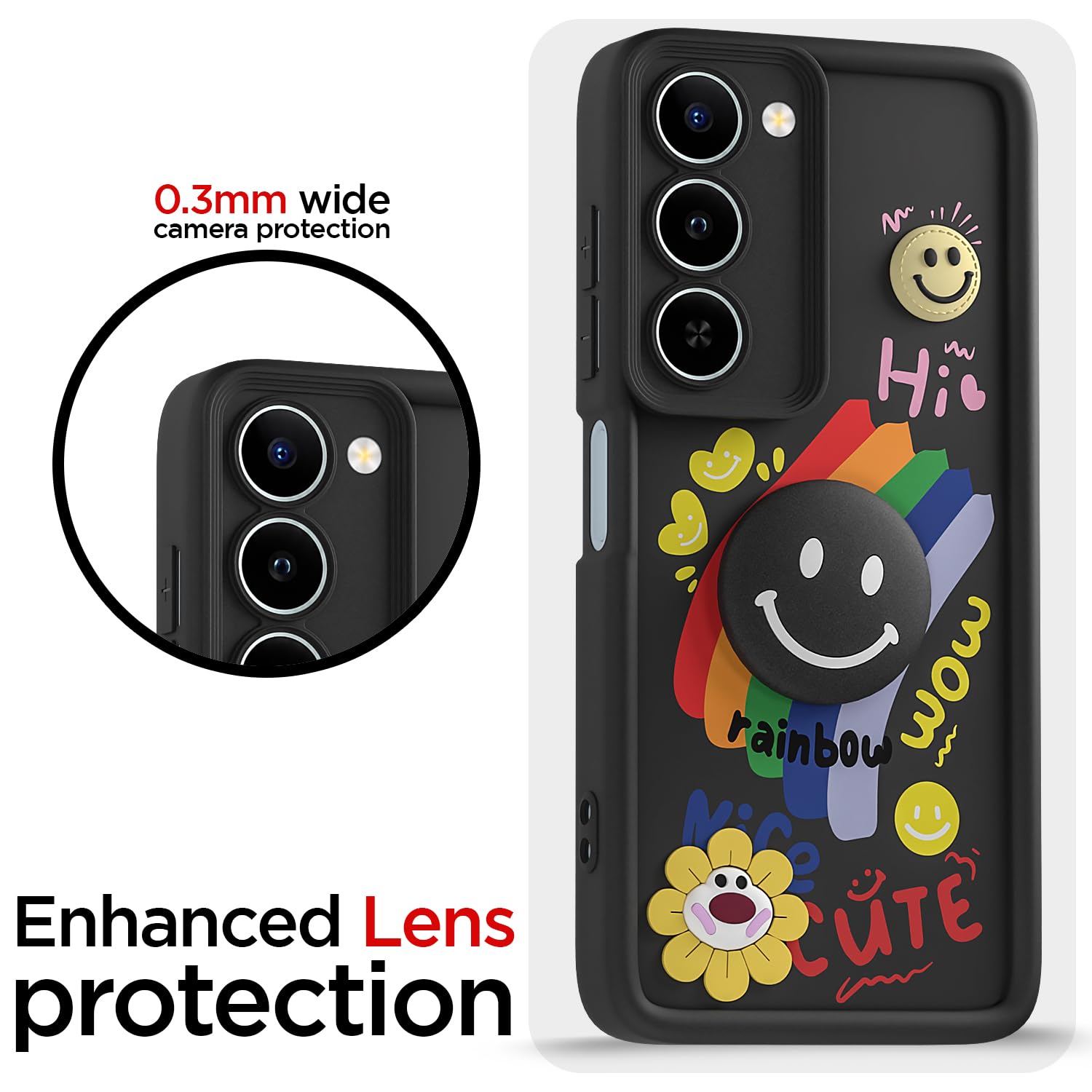 Realme P4 Lite/C83 5G Smile Rainbow back cover in black by Pikkme – photo 5