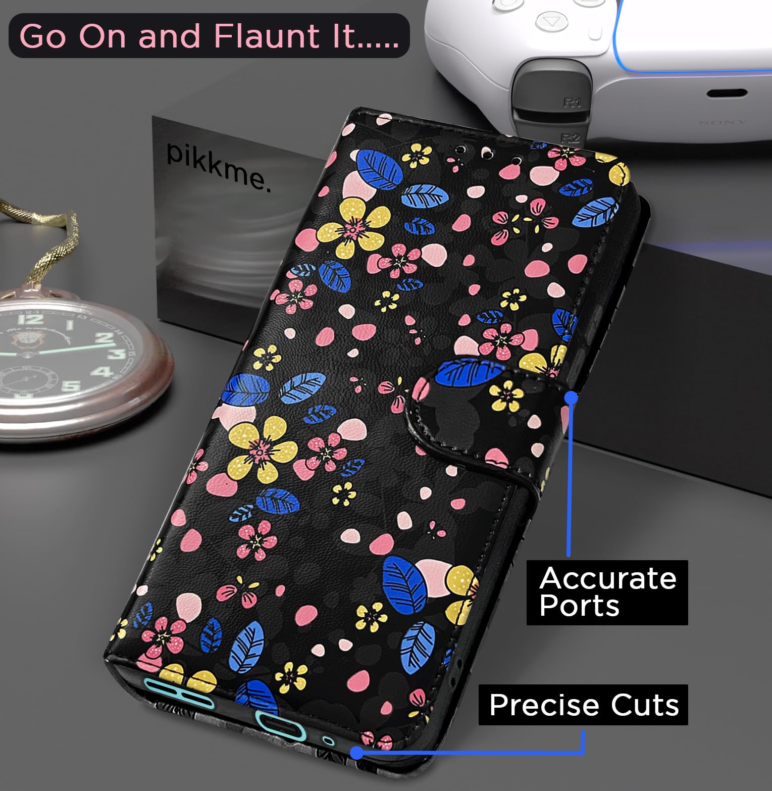 Pikkme black flower flip cover for OnePlus Nord CE 3 5G – photo 4