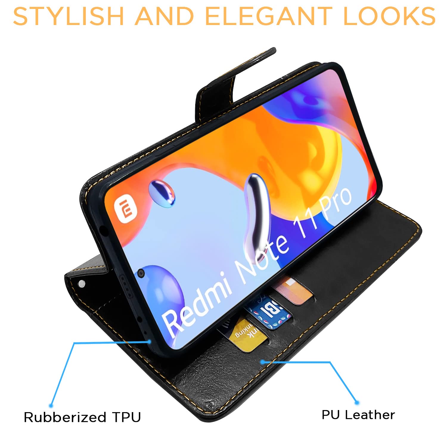 Redmi Note 11 Pro/Pro Plus 5G Magnetic flip case in black & brown by Pikkme – photo 5
