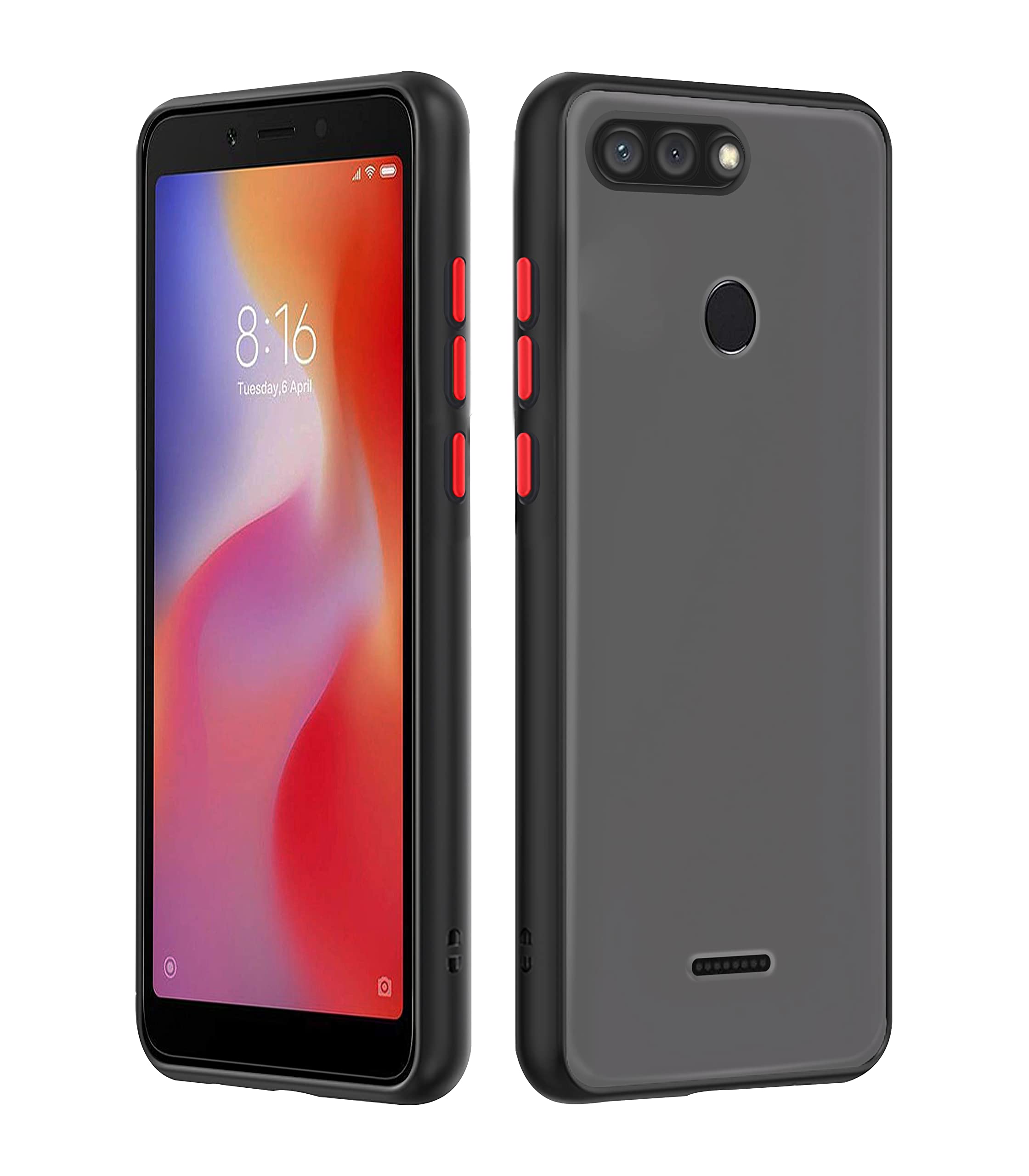 Pikkme black Hybrid back cover for Redmi 6