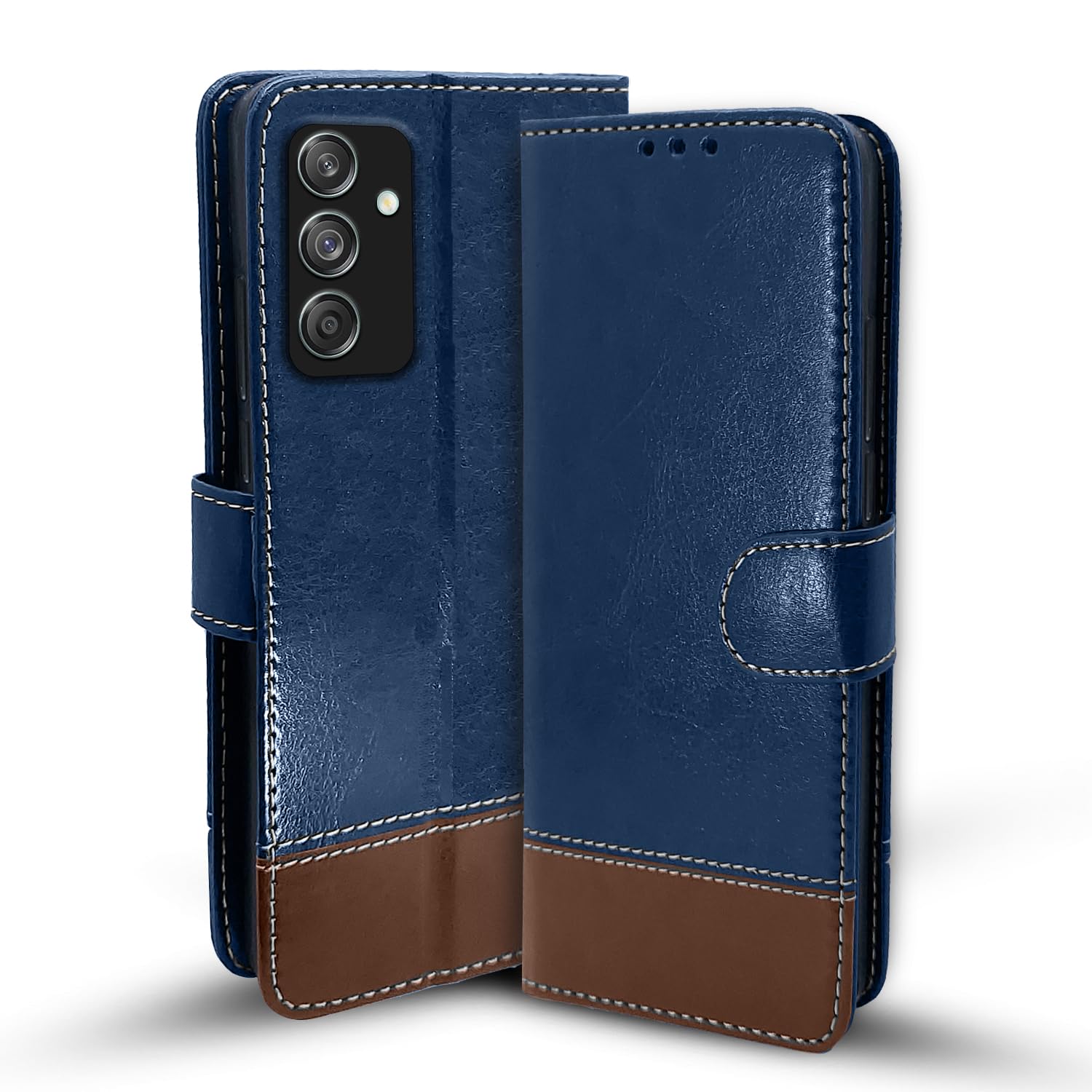 Blue & brown Magnetic flip case for Samsung M55/M55s/F55 5G – Pikkme