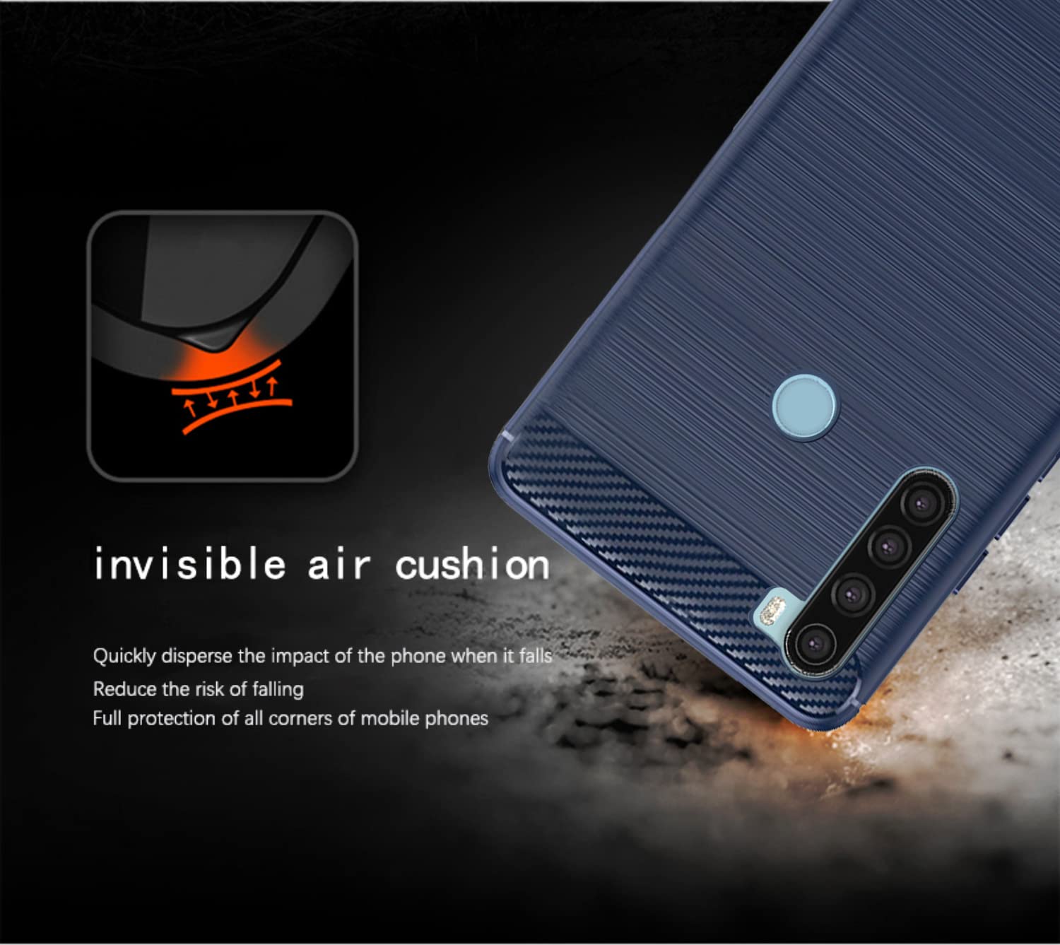 Pikkme Mi Redmi Note 8 Hybrid Carbon Fiber Back Cover | Blue