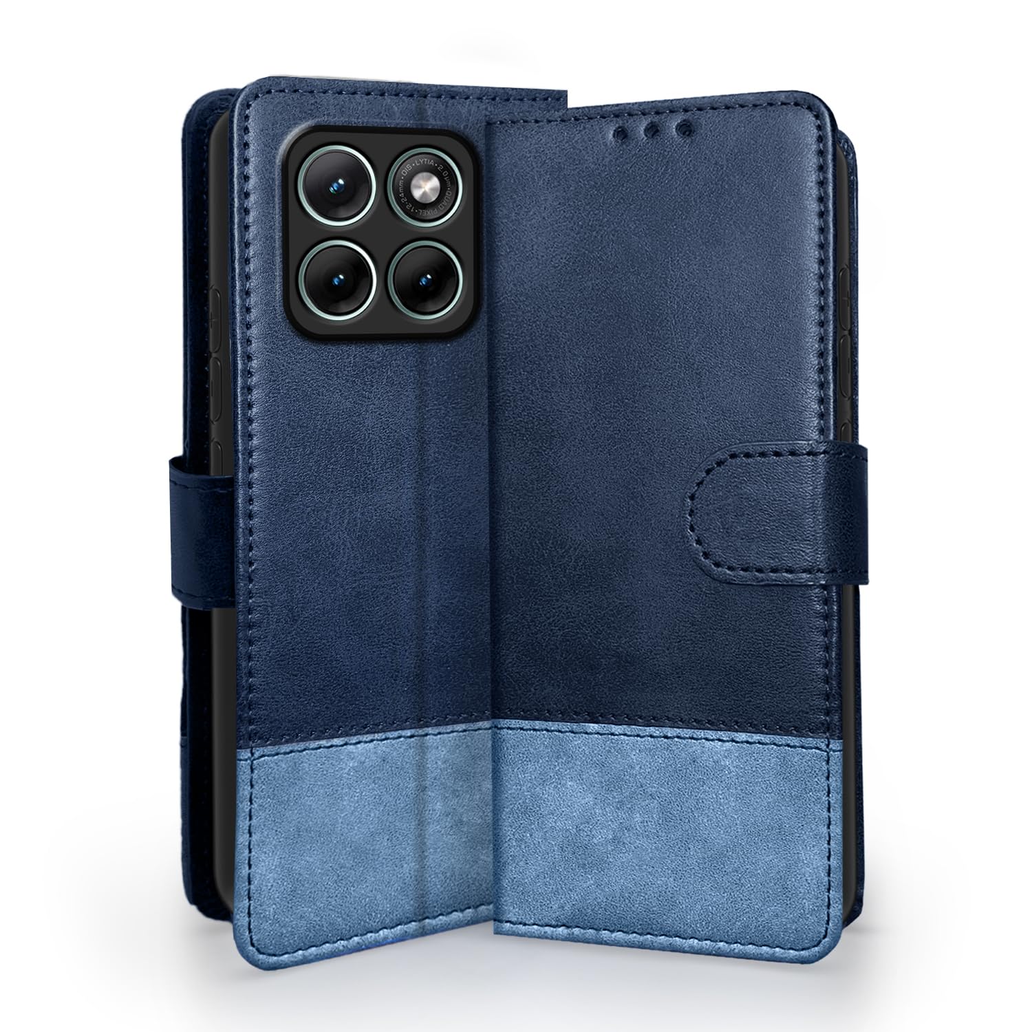 Pikkme navy & light blue Magnetic mobile flip cover for Moto Edge 70 Fusion 5G