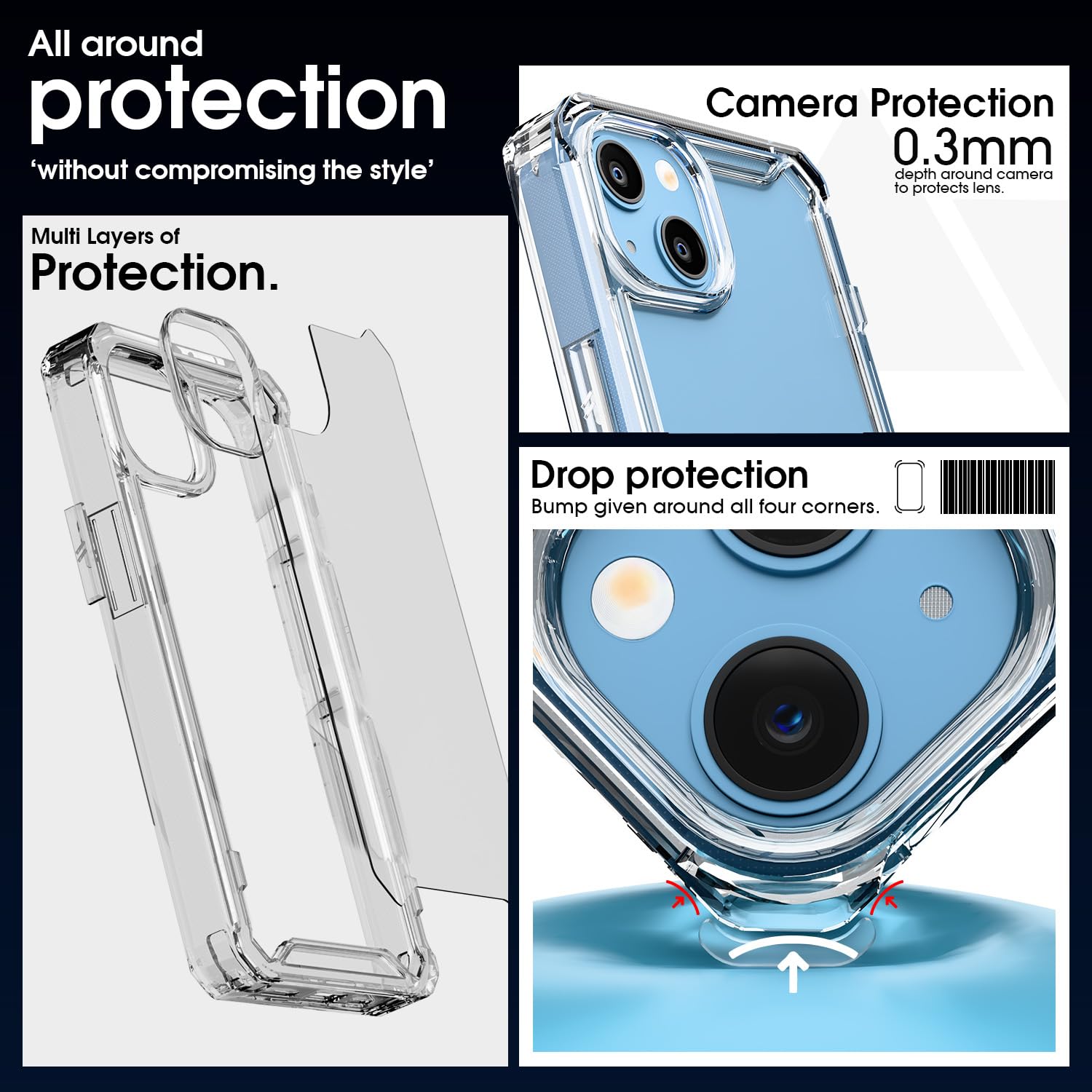 iPhone 13/14 Hybrid mobile back cover in transparent by Pikkme – photo 4