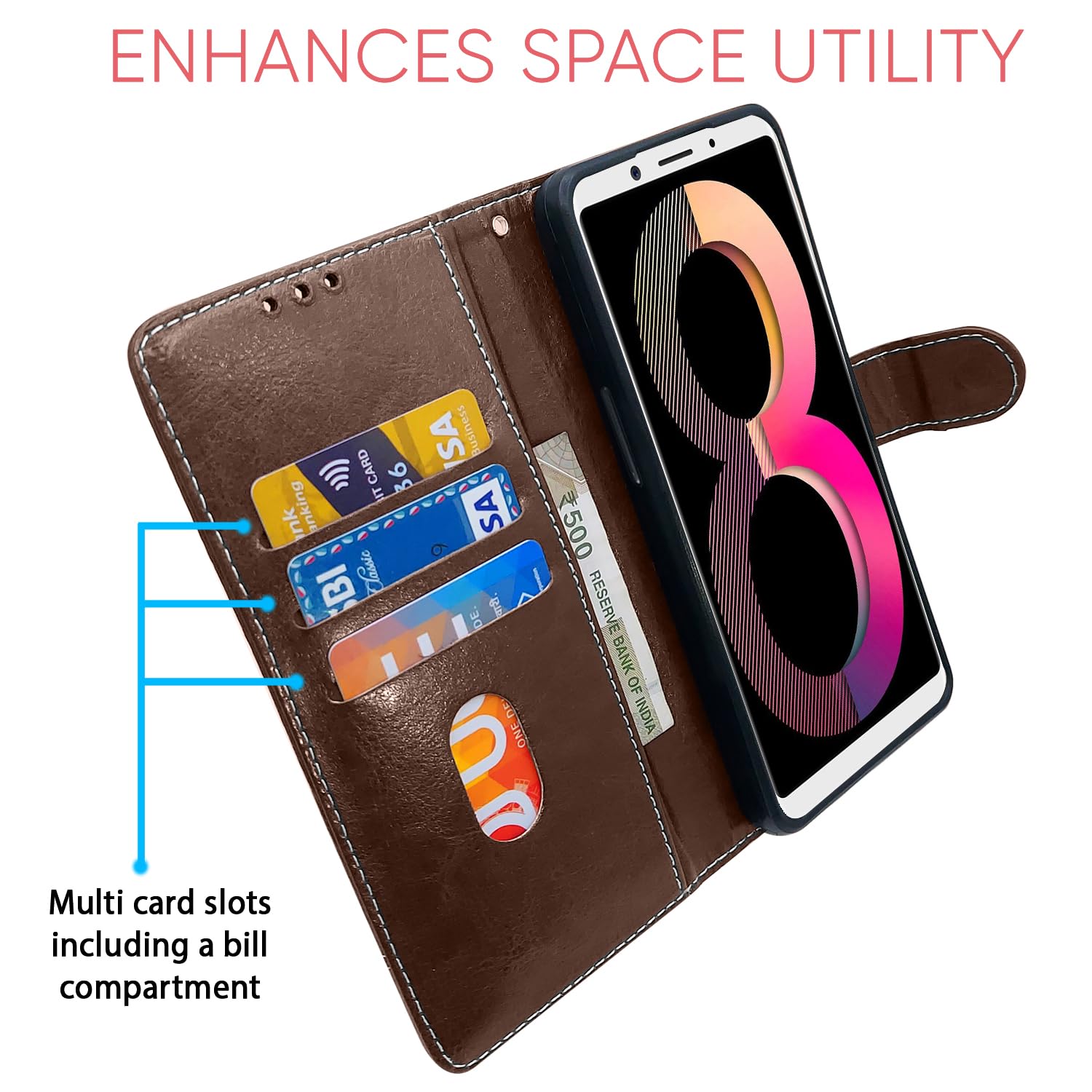 Pikkme Oppo A83 brown & coffee flip cover – photo 4