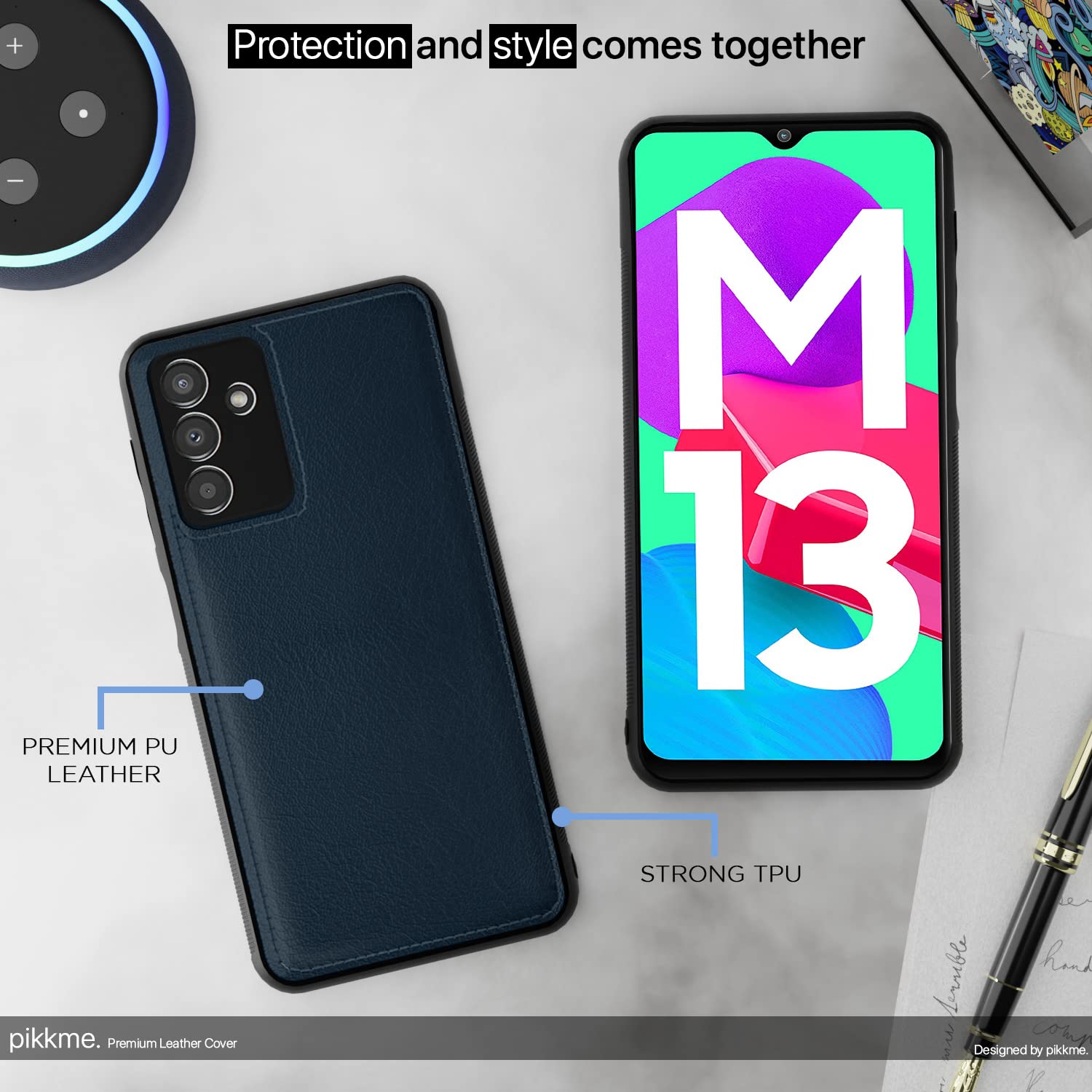 Blue Leather phone cover for Samsung M13 4G – Pikkme – photo 4