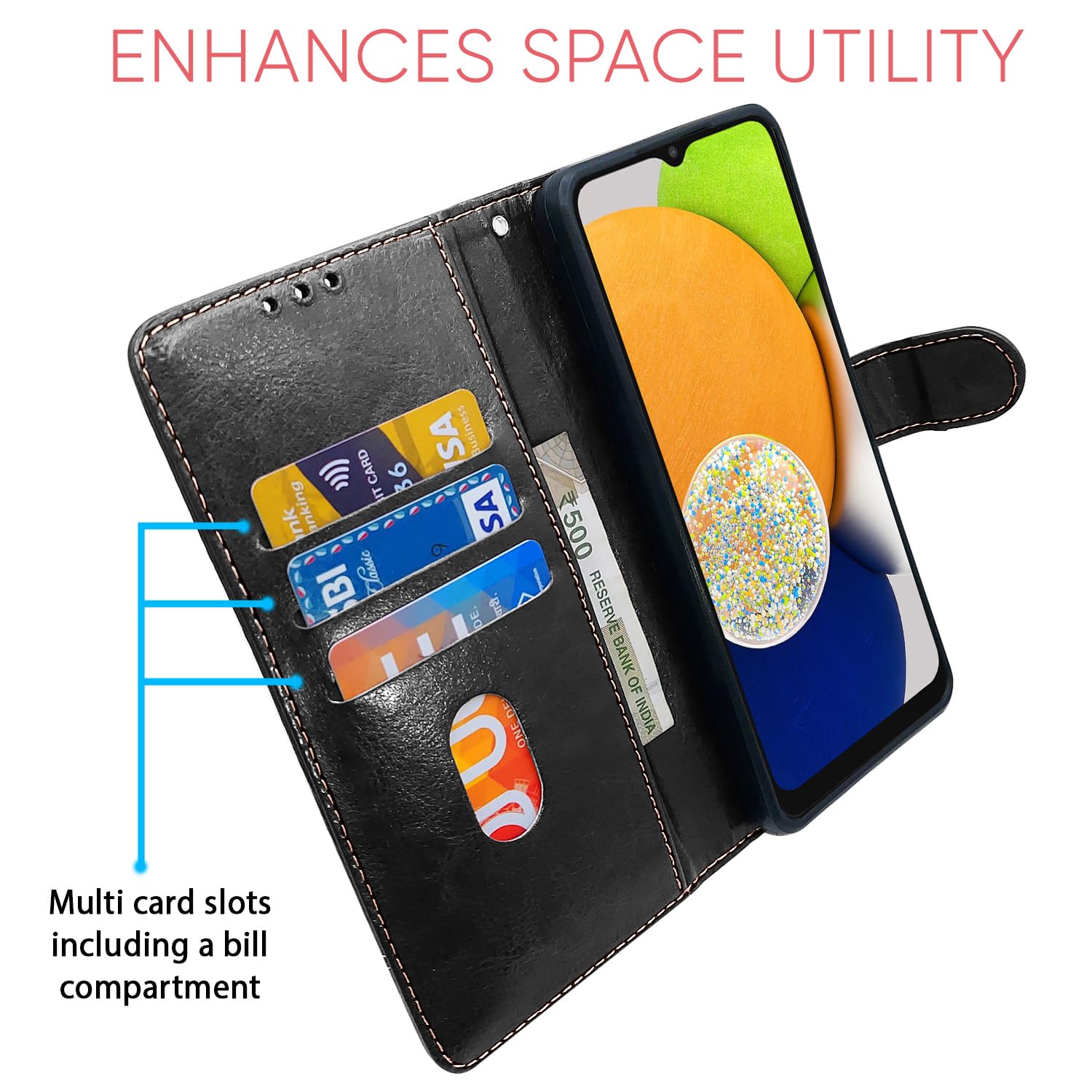Pikkme Samsung A03 Magnetic black & brown mobile flip cover – photo 3