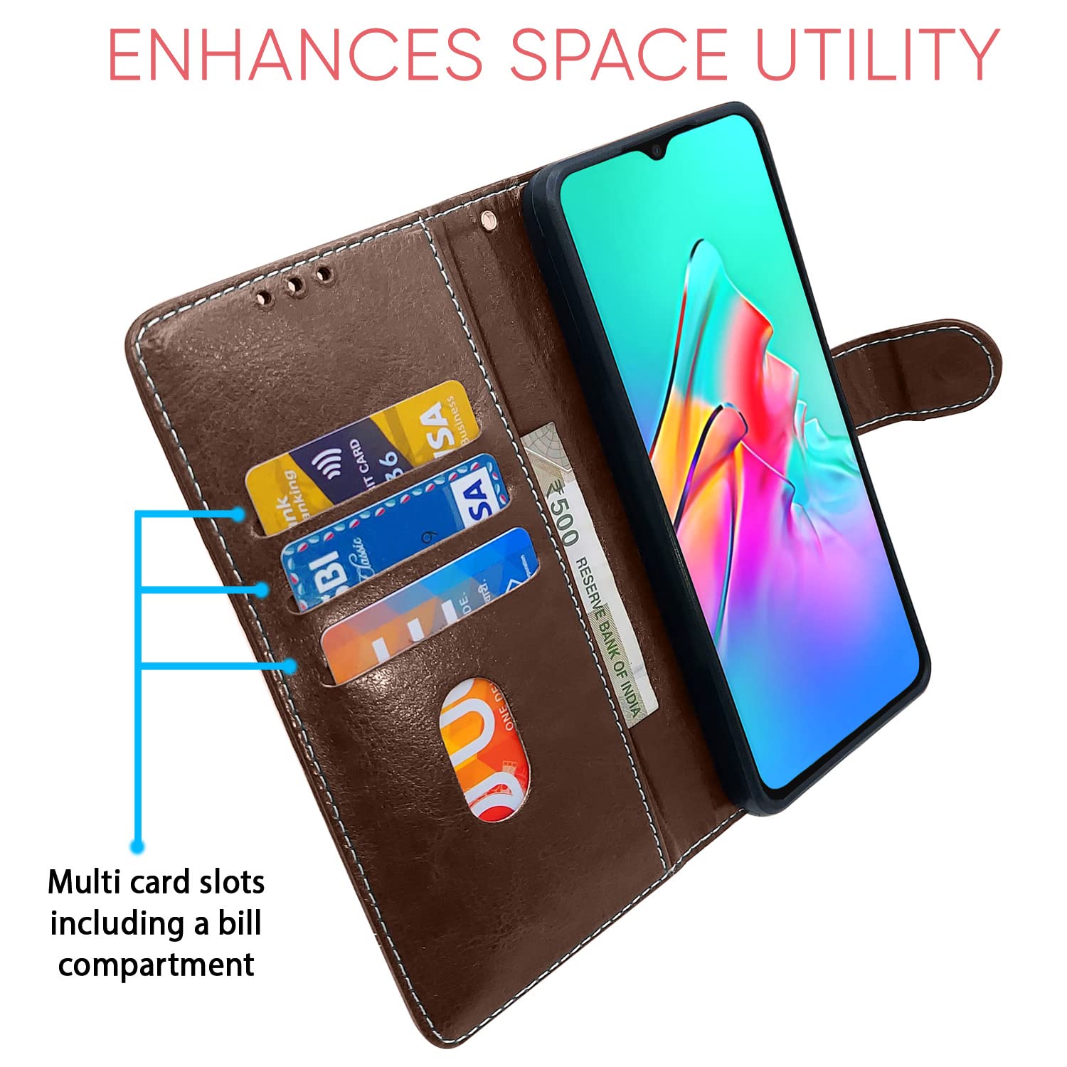 Pikkme brown & coffee flip case for Infinix Smart 5 – photo 3