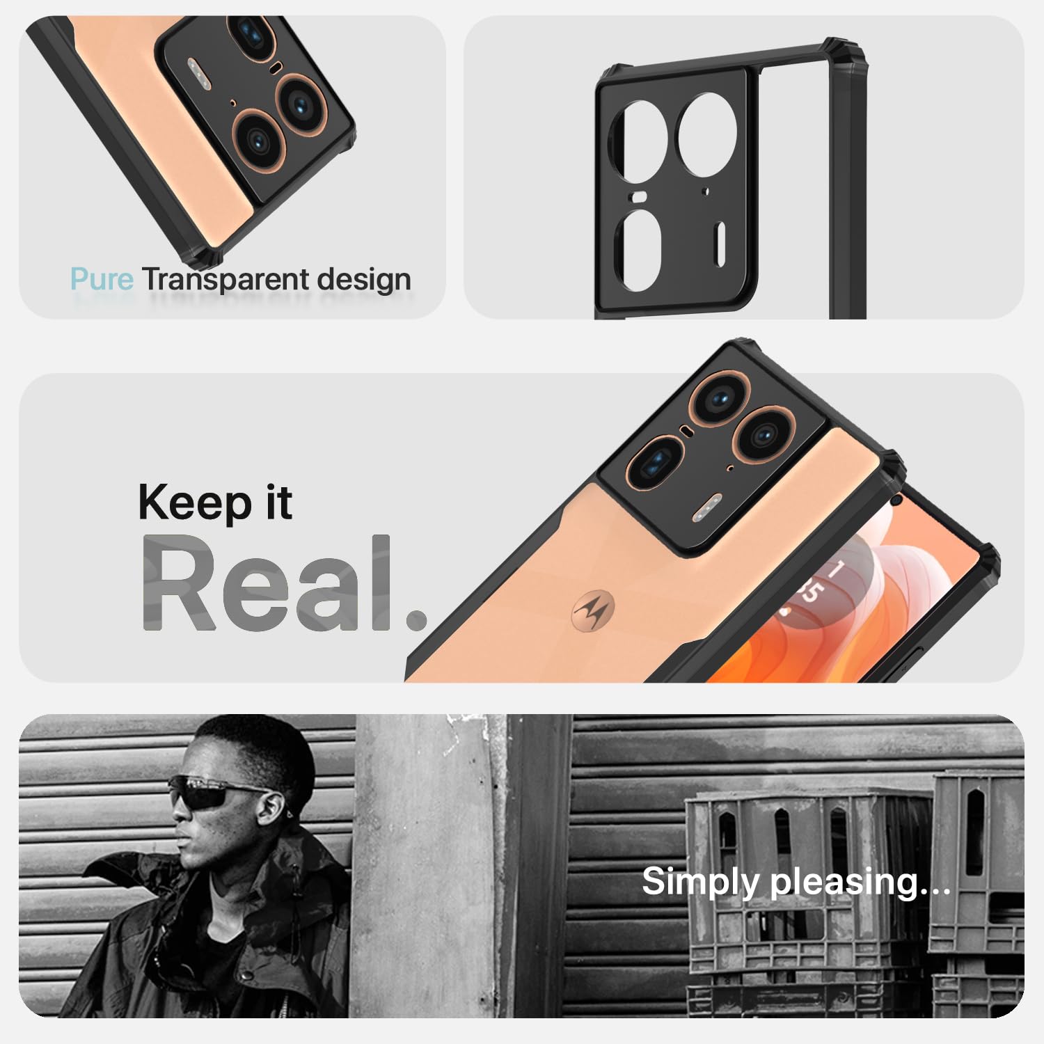 Pikkme Moto Edge 50 Ultra 5G Clear black mobile back cover – photo 4