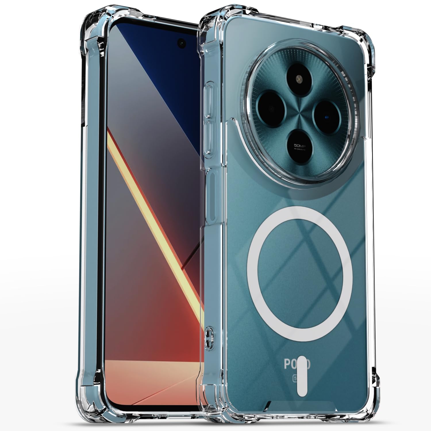 Poco M7 5G mobile cover in transparent mag-safe by Pikkme