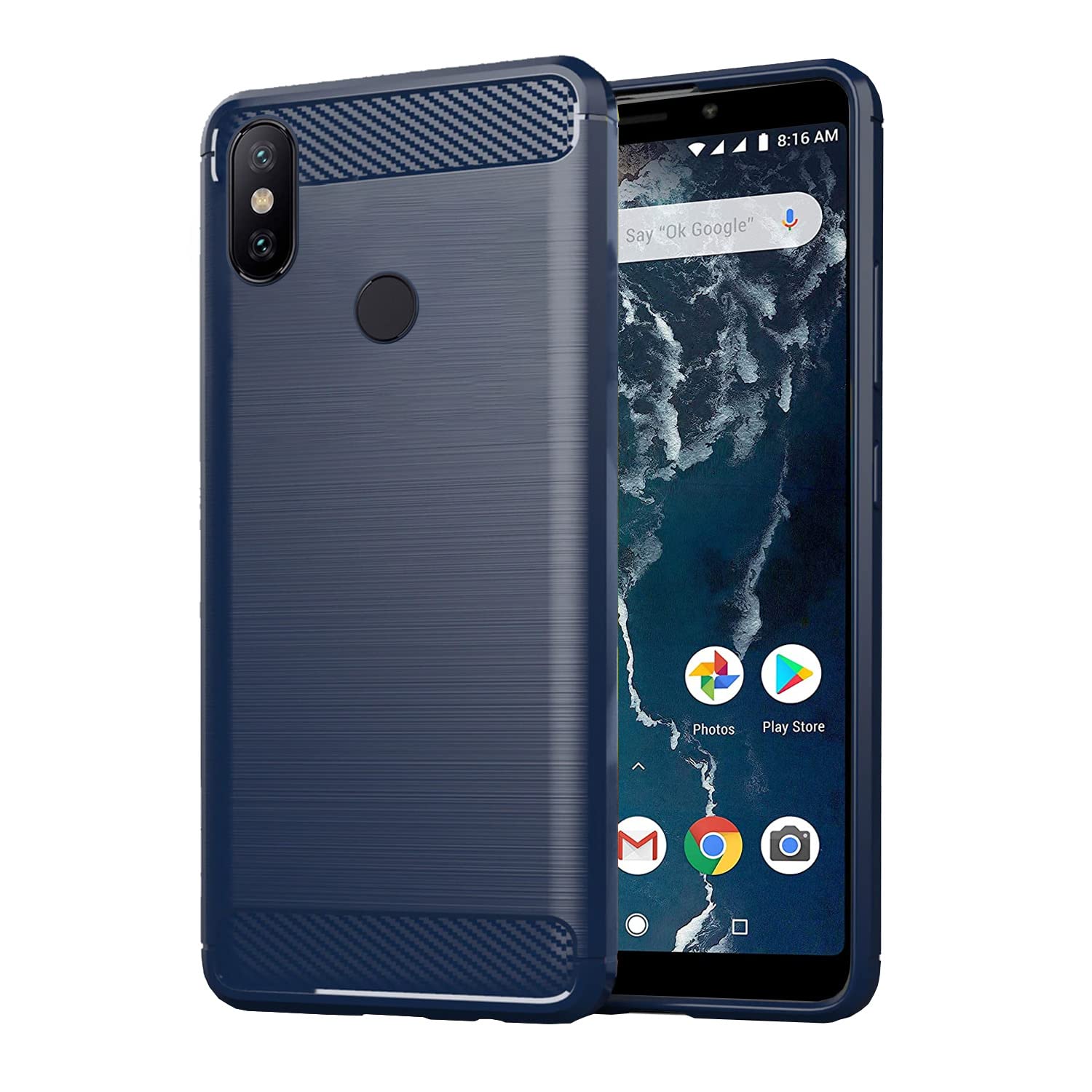 Mi A2 phone cover in blue by Pikkme