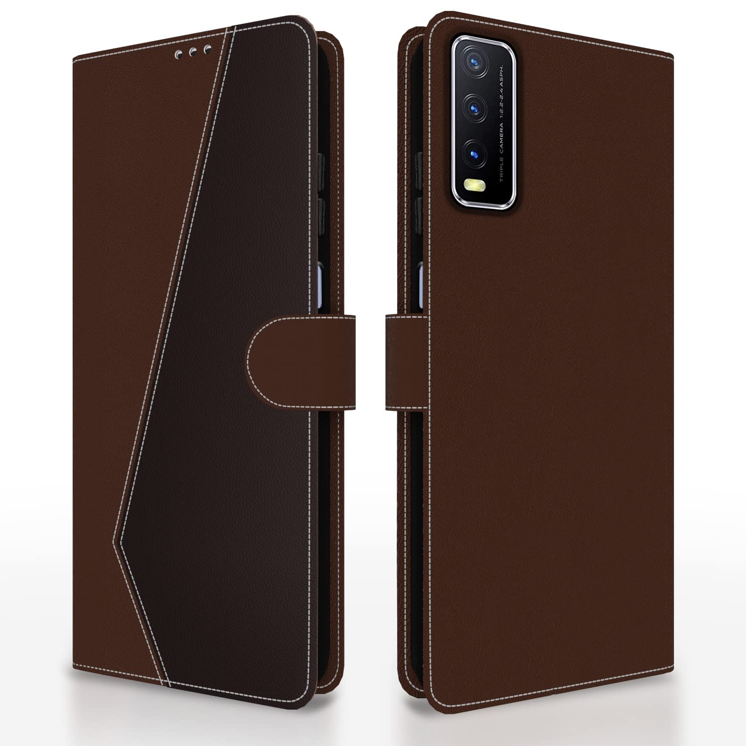 Pikkme brown & coffee Magnetic flip cover for Vivo Y12s/Y20/Y20i/Y20G