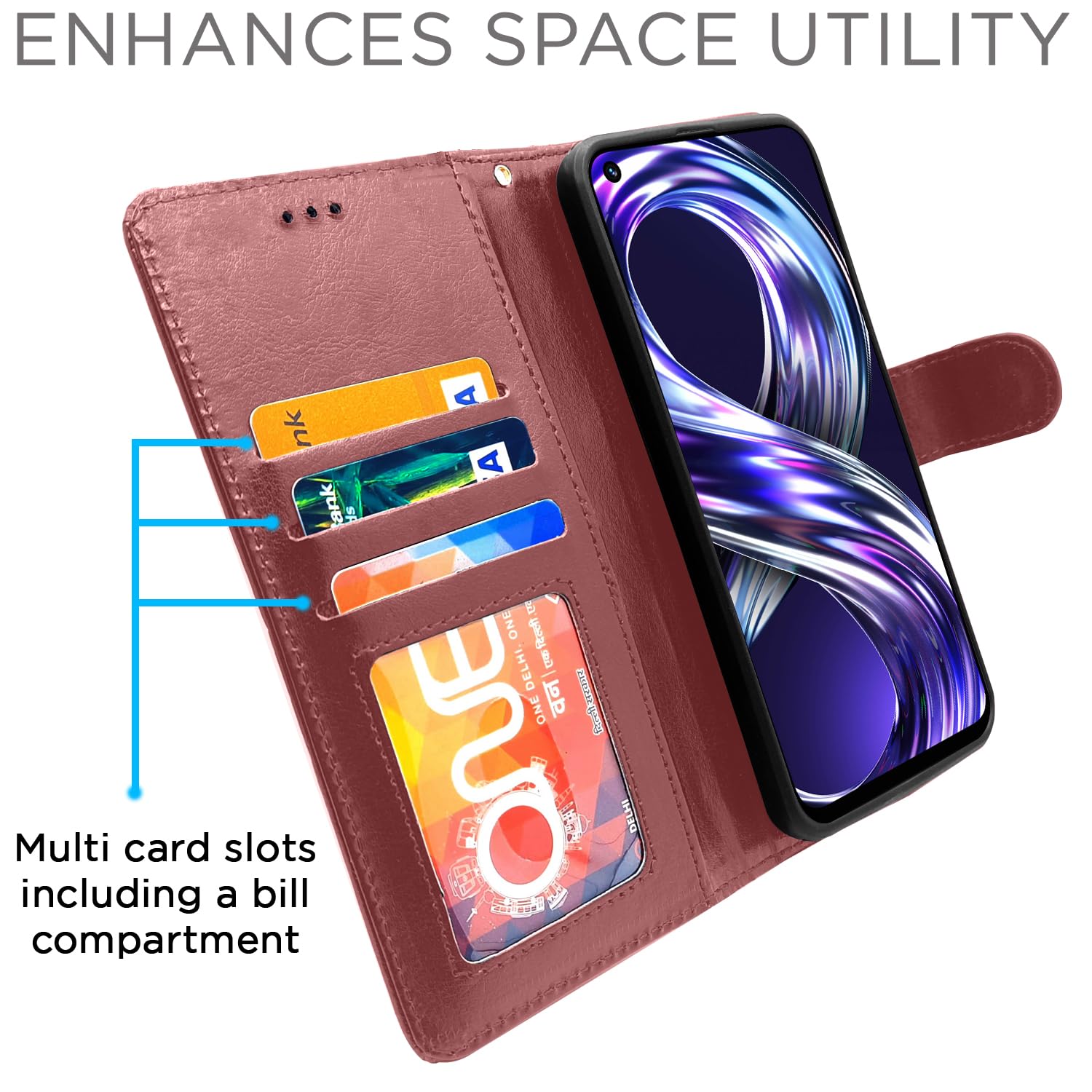 Brown Wallet flip cover for Realme Narzo 50/8i 4G – Pikkme – photo 5