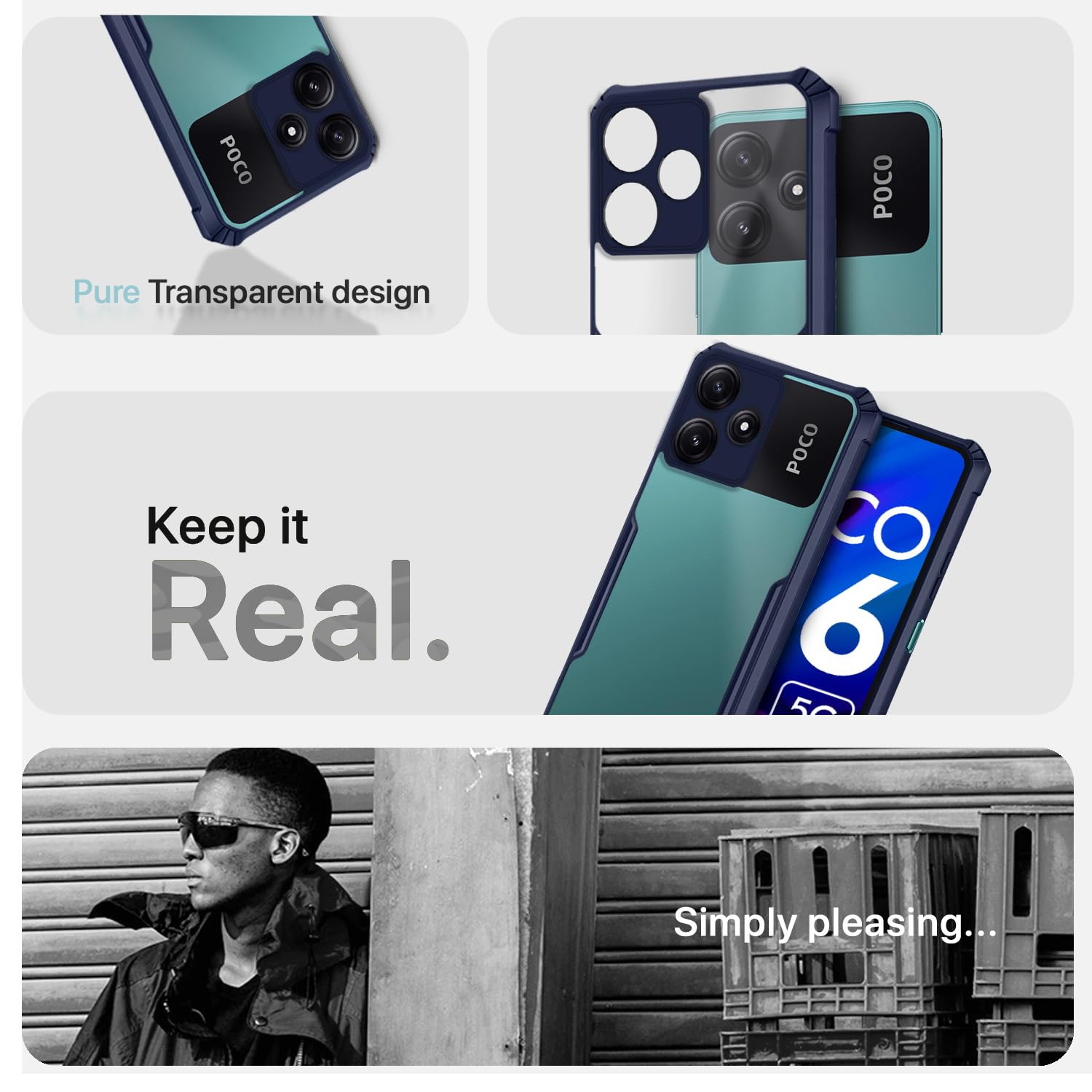 Poco M6 Pro 5G Hybrid back cover in blue by Pikkme – photo 4