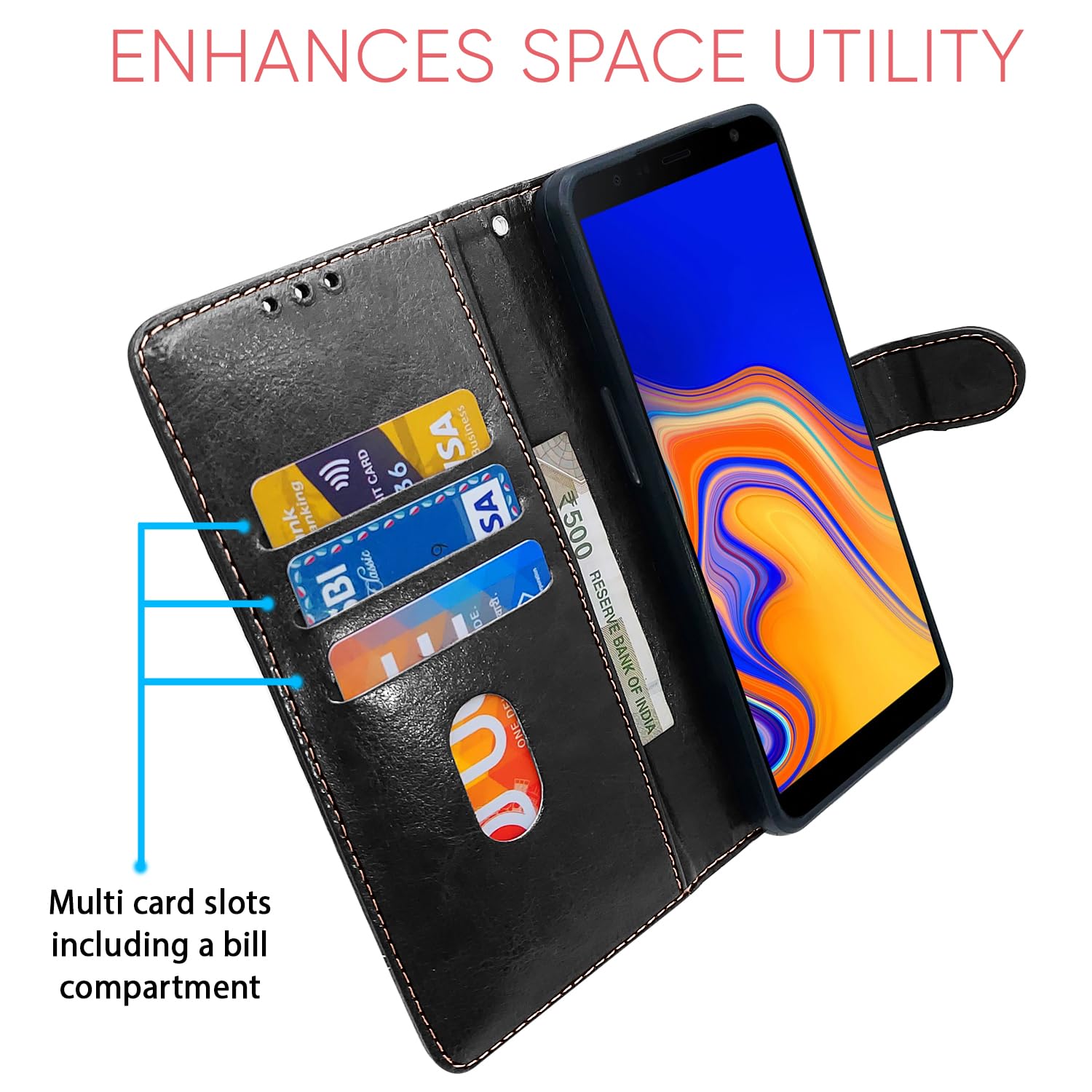 Pikkme Samsung J4 Plus/J4 black & brown flip case – photo 4