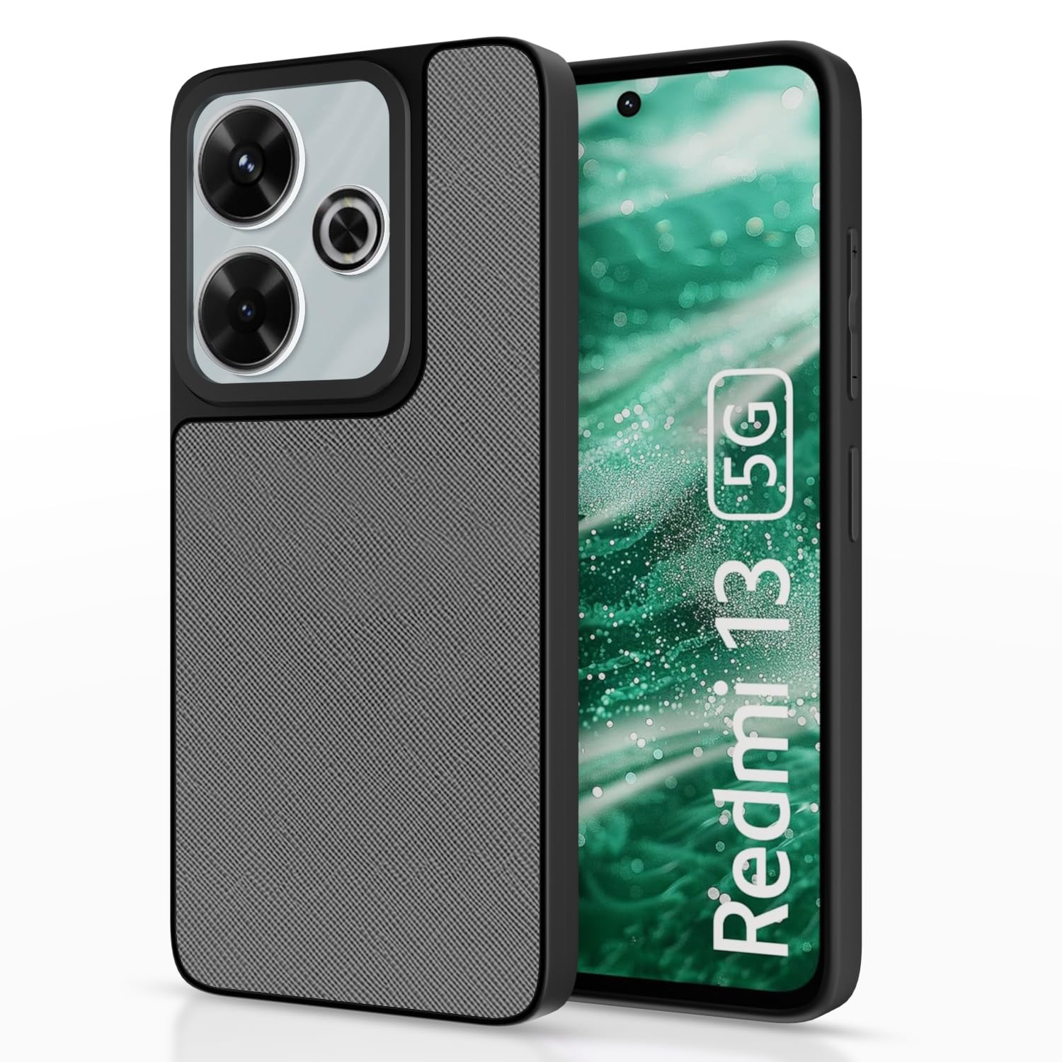 Redmi 13/Poco M6 Plus 5G Leatherback back cover in grey by Pikkme