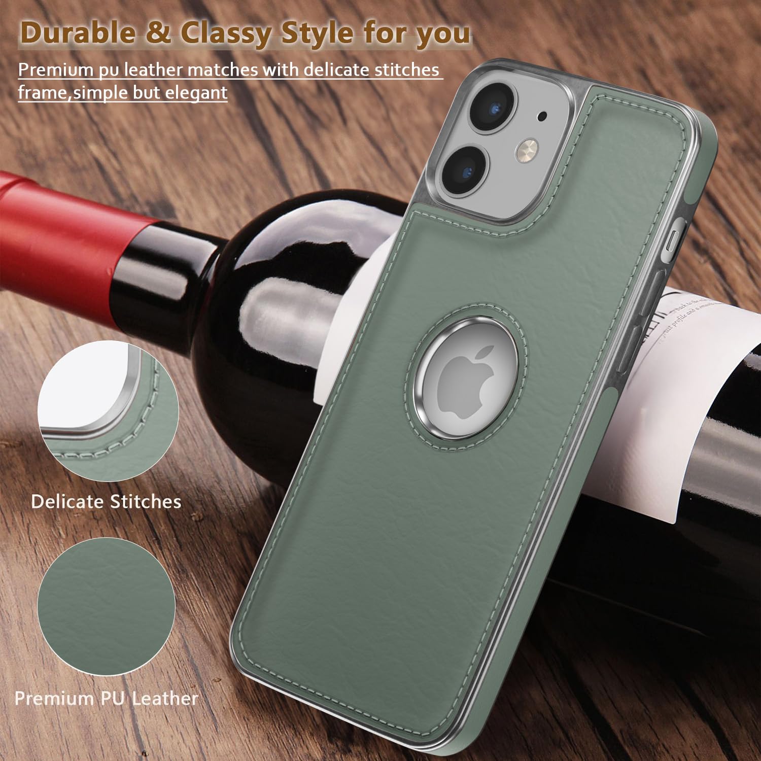 Pikkme iPhone 12 Mini Silver Electroplated Chrome Leather Back Cover (Green)