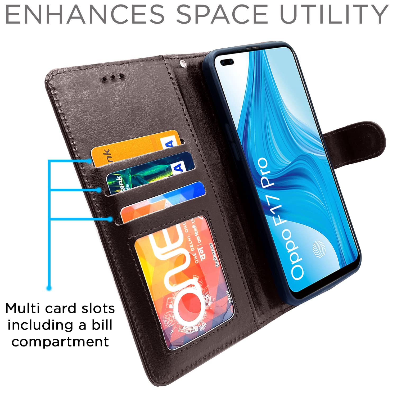 Pikkme Oppo F17 Pro Vintage Flip Cover (Coffee)