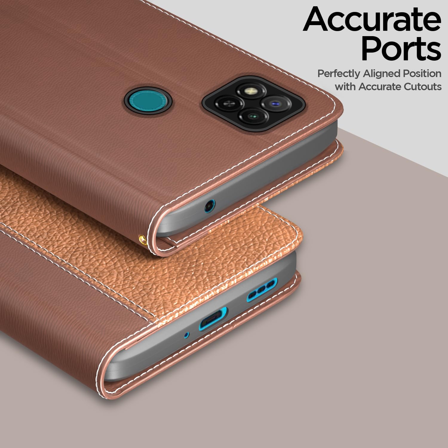 Pikkme Redmi 10A/10A Sport/9, Poco C31 tan mobile flip cover – photo 2