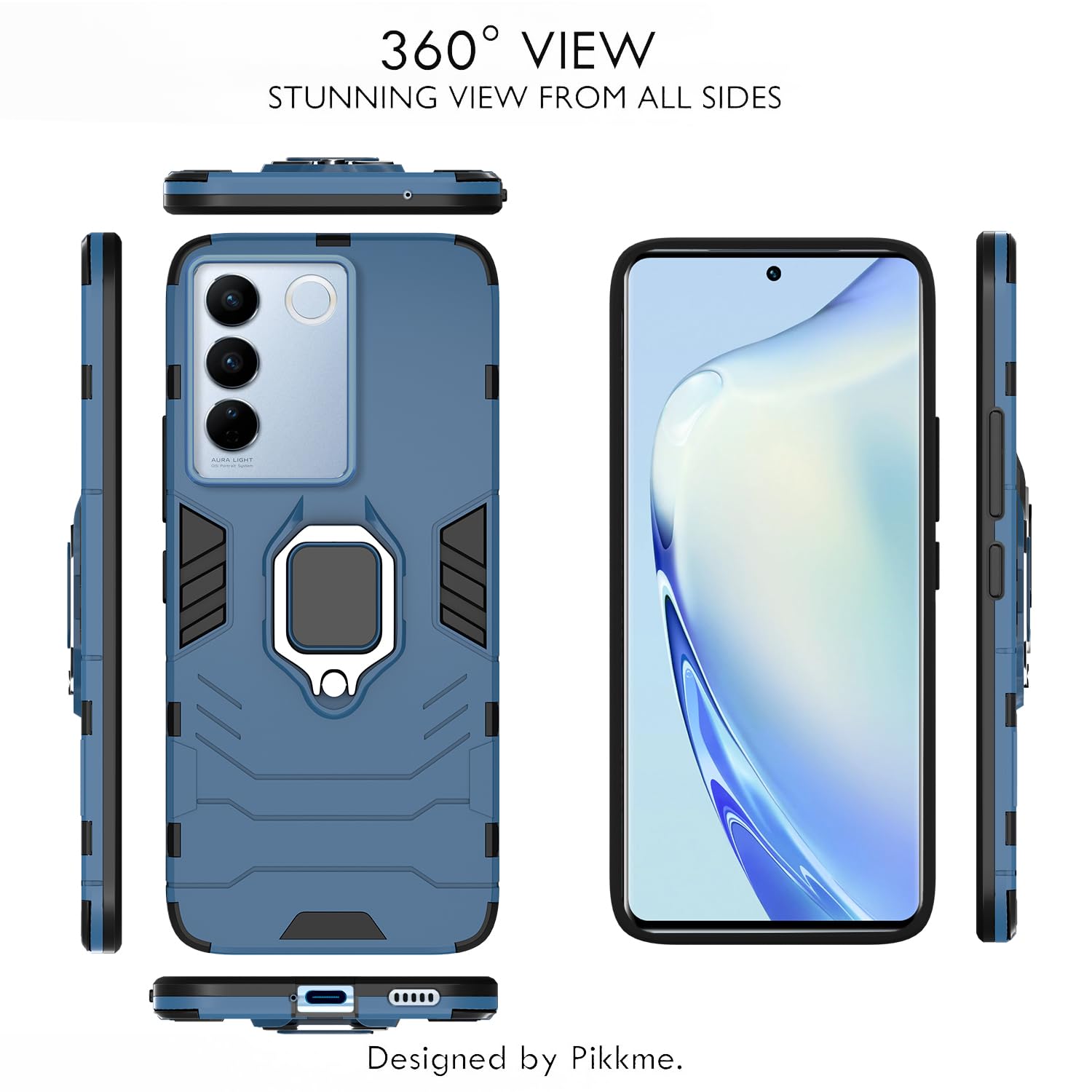 Pikkme Vivo V27 / V27 Pro 5G D5 Tough Armor Back Cover | Blue