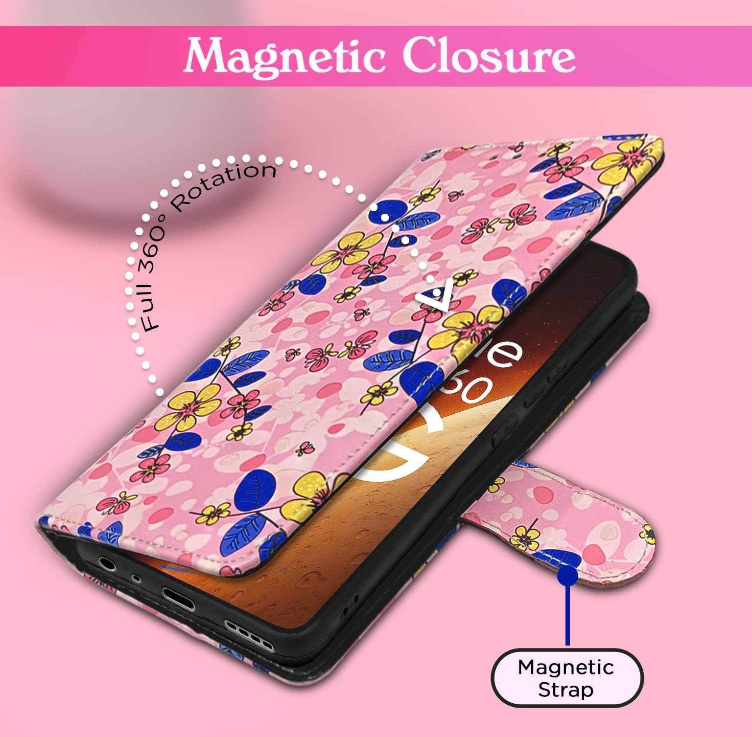 Pikkme pink flower flip cover for Realme Narzo 60 5G – photo 2