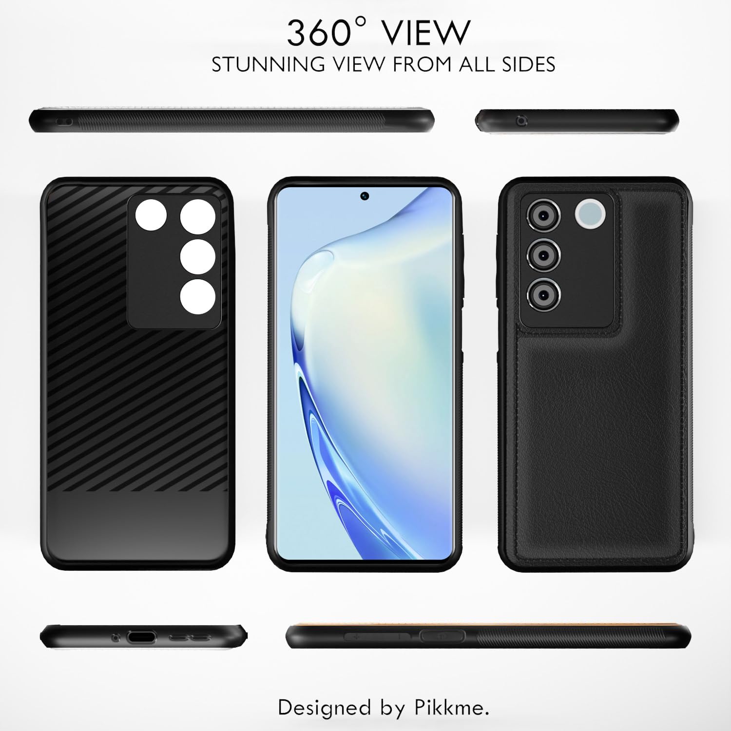 Pikkme Vivo V27 5G / V27 Pro 5G Leatherback Back Case | Black
