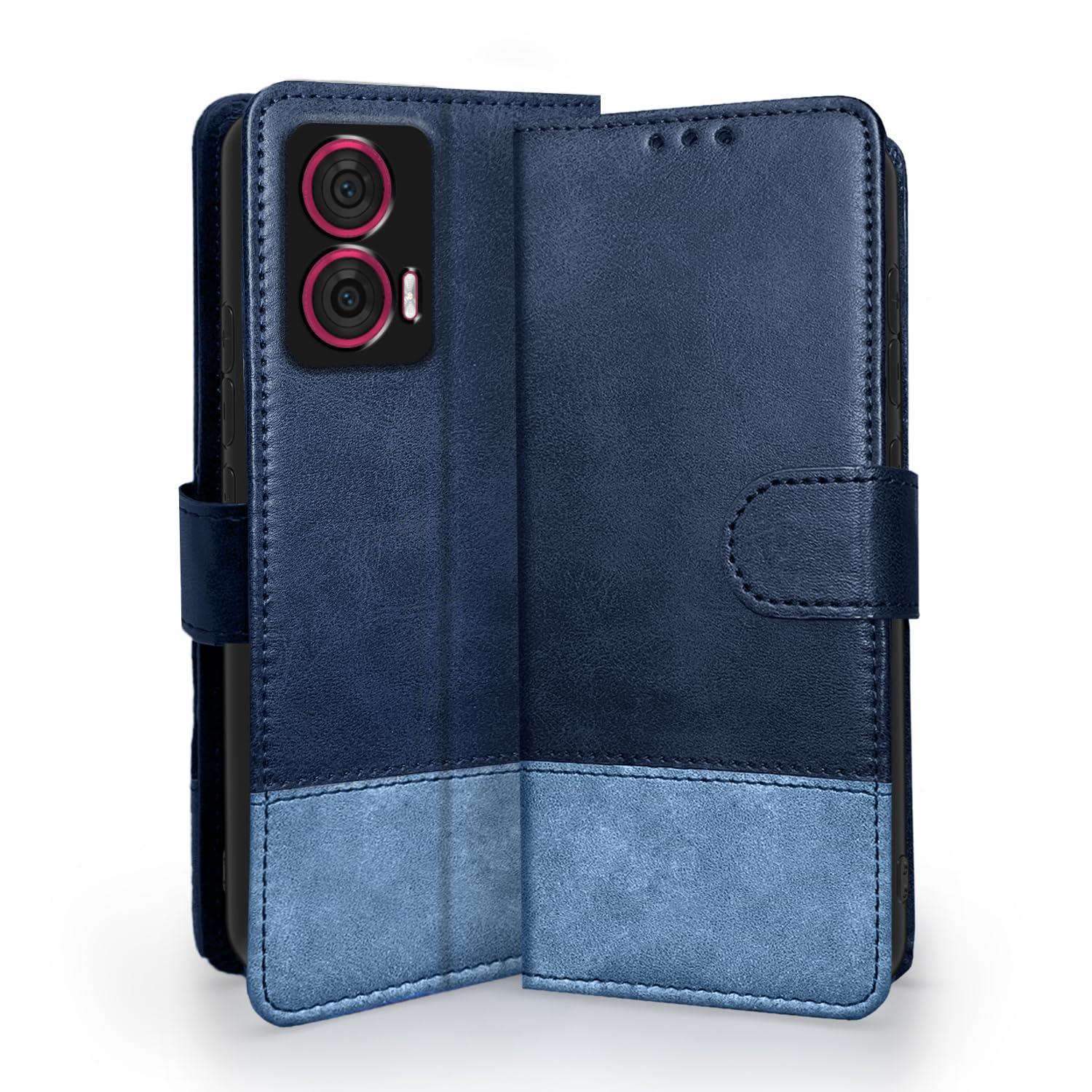 Moto Edge 50 Fusion/G96 5G mobile flip cover in navy & light blue by Pikkme