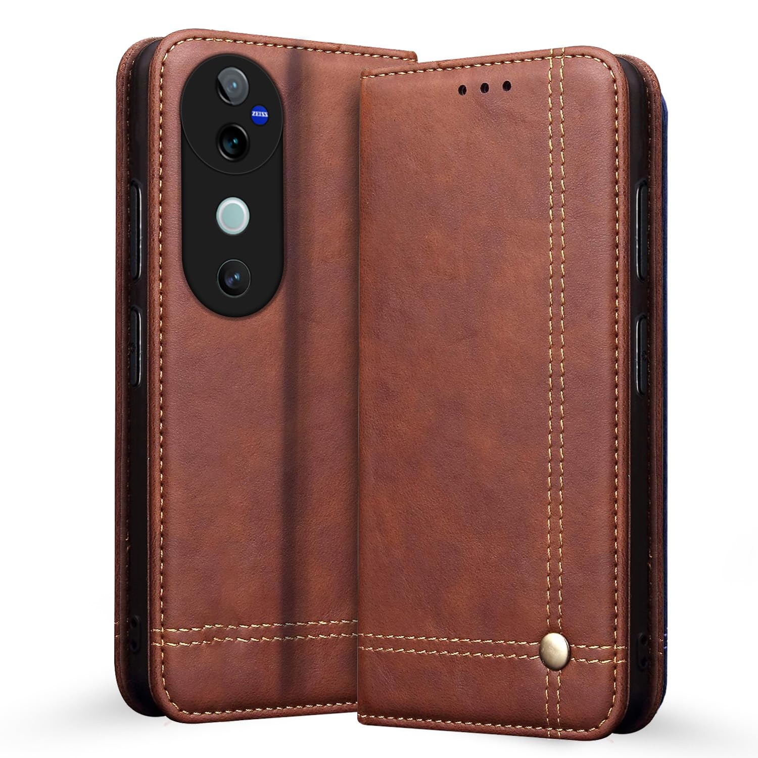 Vivo V40/V40 Pro/T3 Ultra 5G Magnetic flip cover in brown by Pikkme