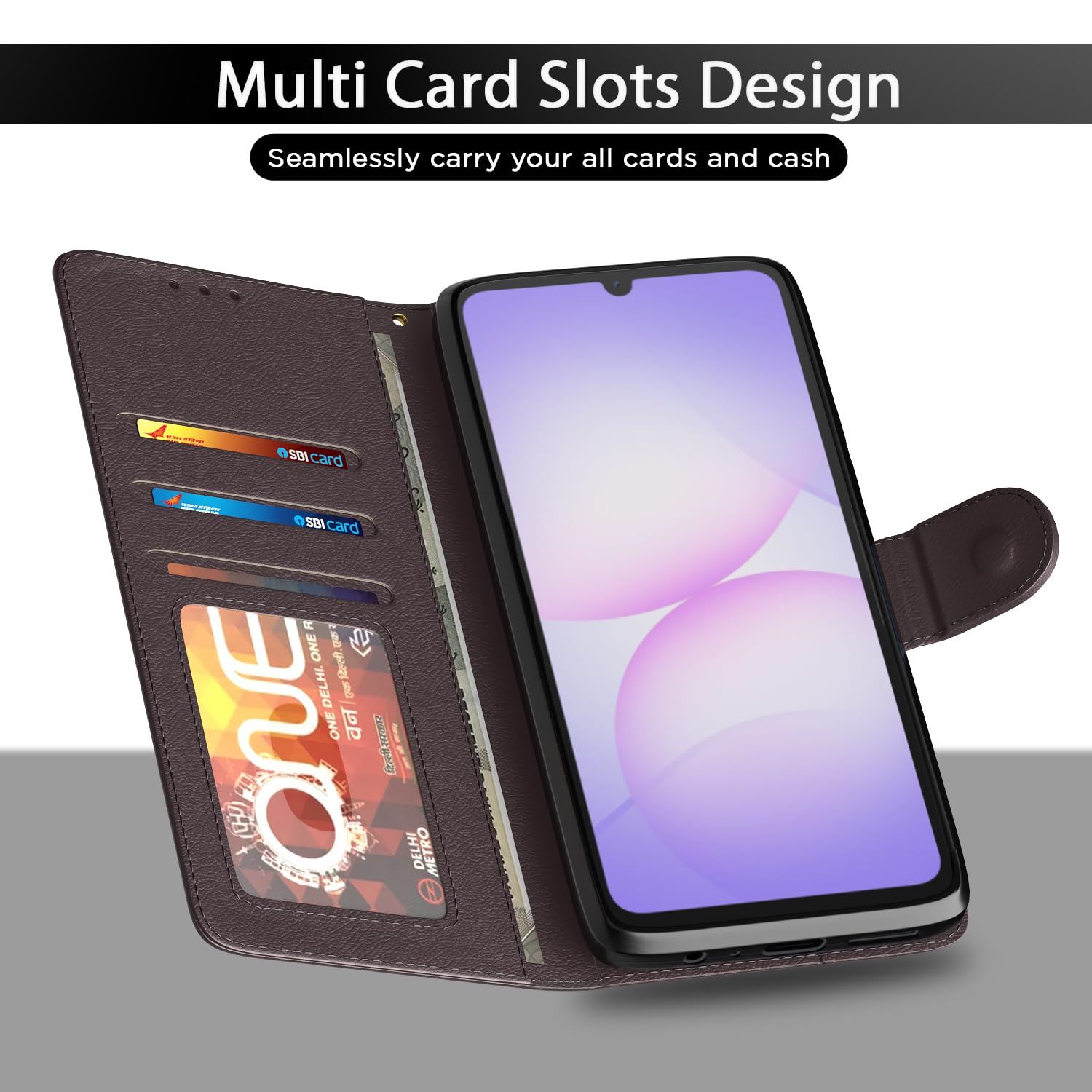 Pikkme Samsung F70e 5G/M07/M17e/F07/A07/A07 5G Wallet coffee mobile flip cover – photo 5