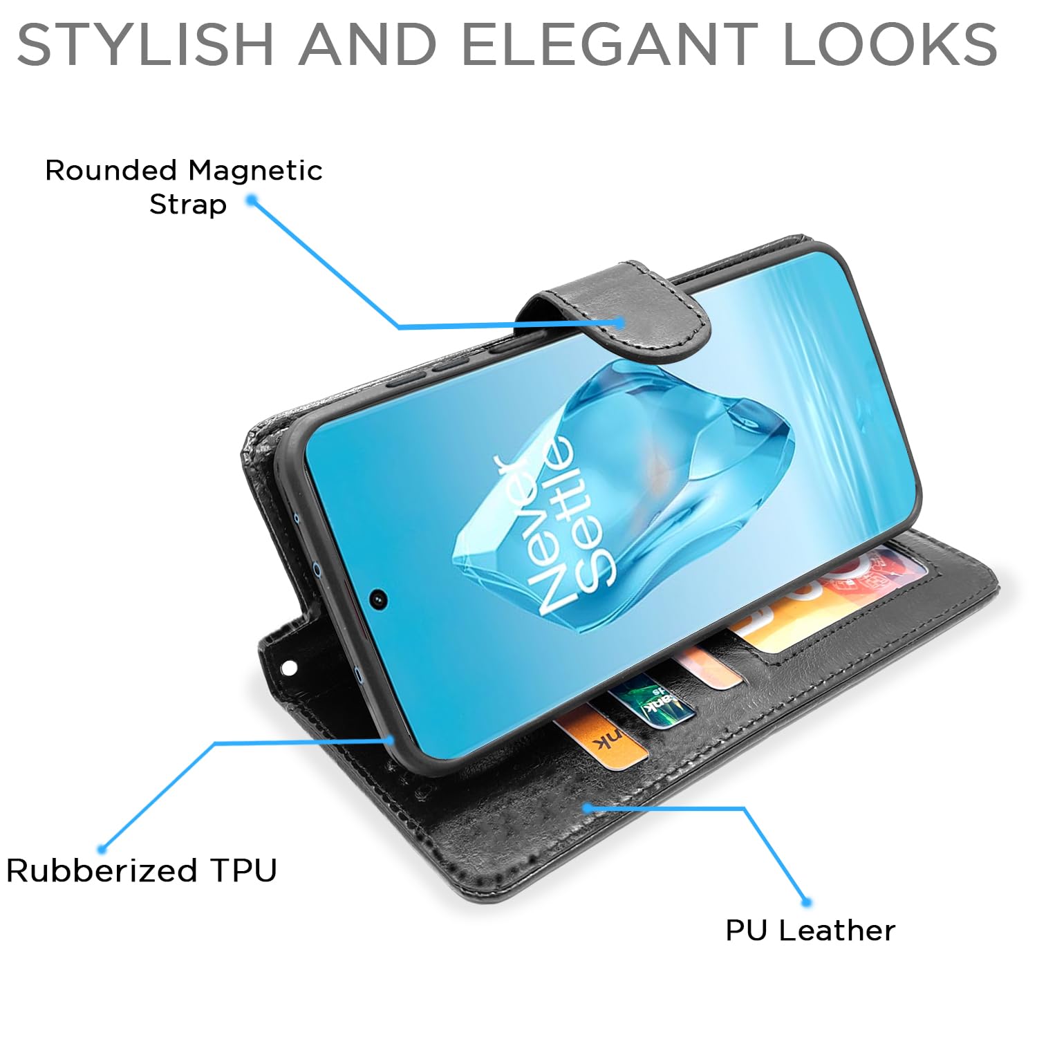 Pikkme OnePlus 12R 5G Wallet black flip cover – photo 3