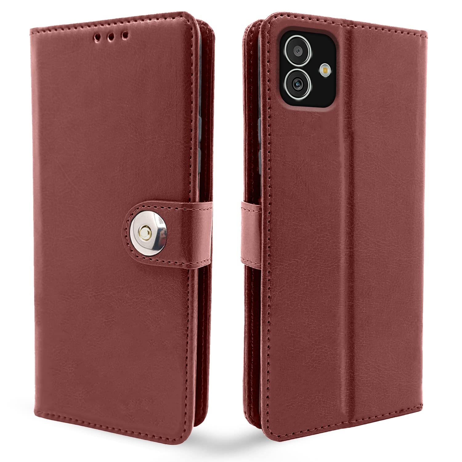 Samsung F14 5G Button mobile flip cover in brown by Pikkme