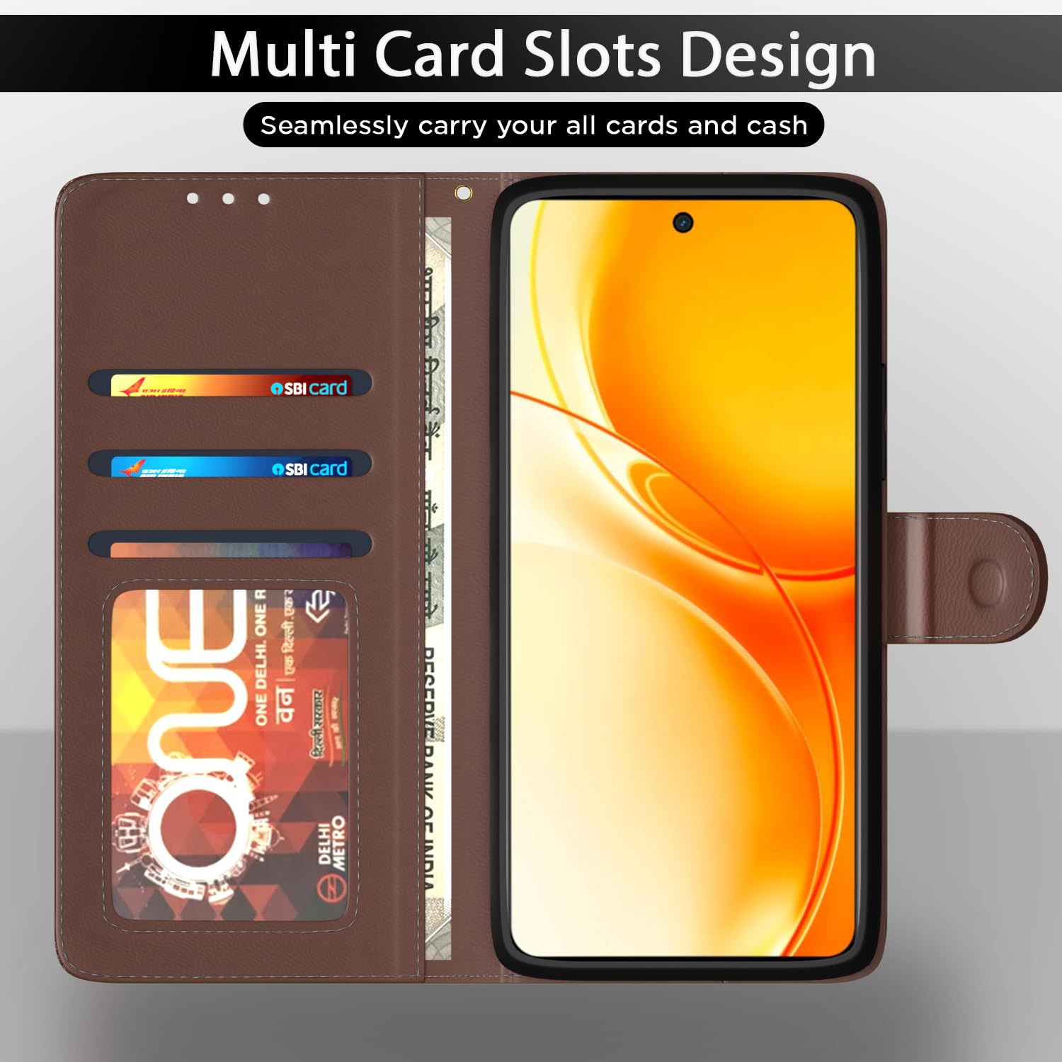 Tan Wallet flip cover for Realme P4 Power 5G – Pikkme – photo 5