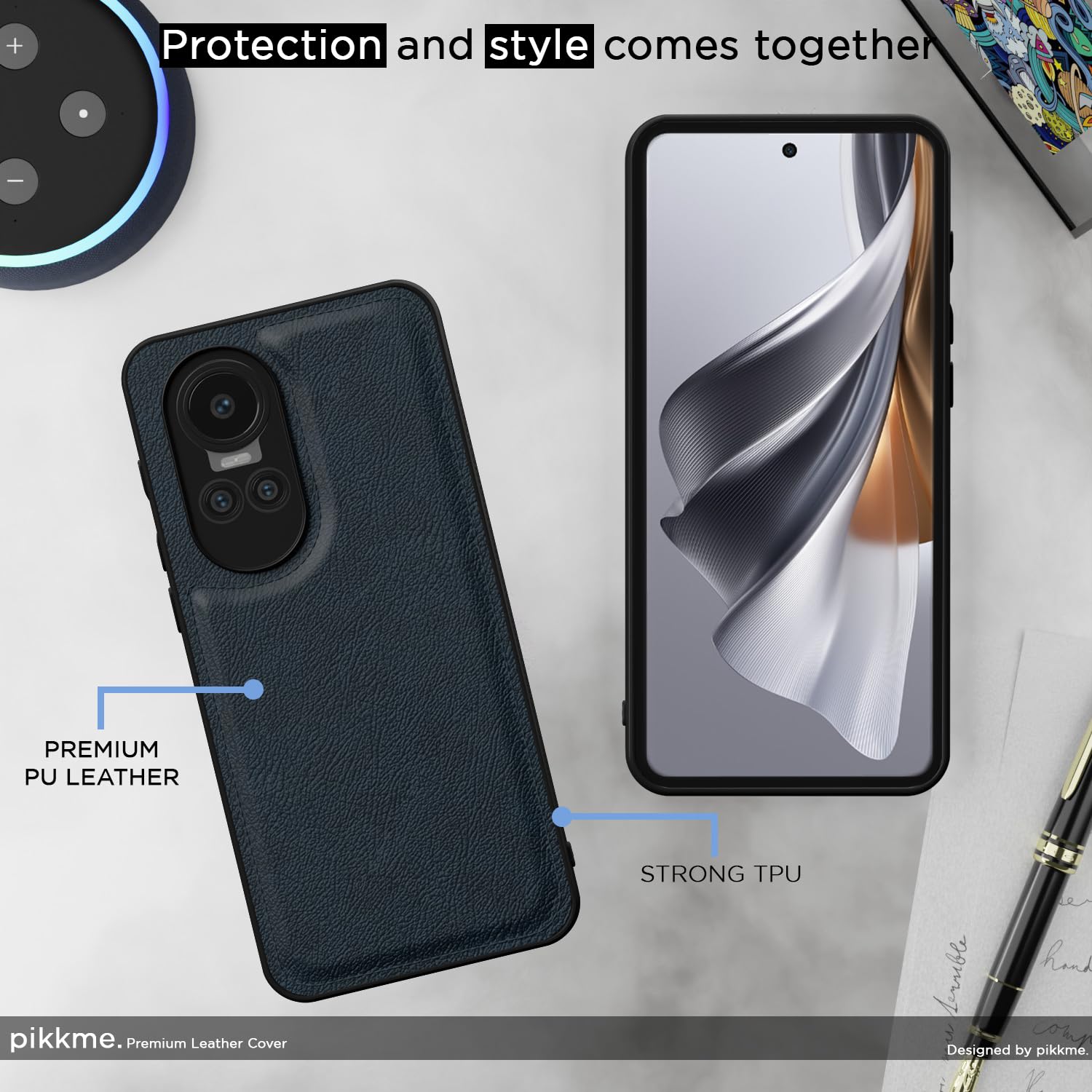 Pikkme Oppo Reno 10 5G Leatherback Back Case | Blue