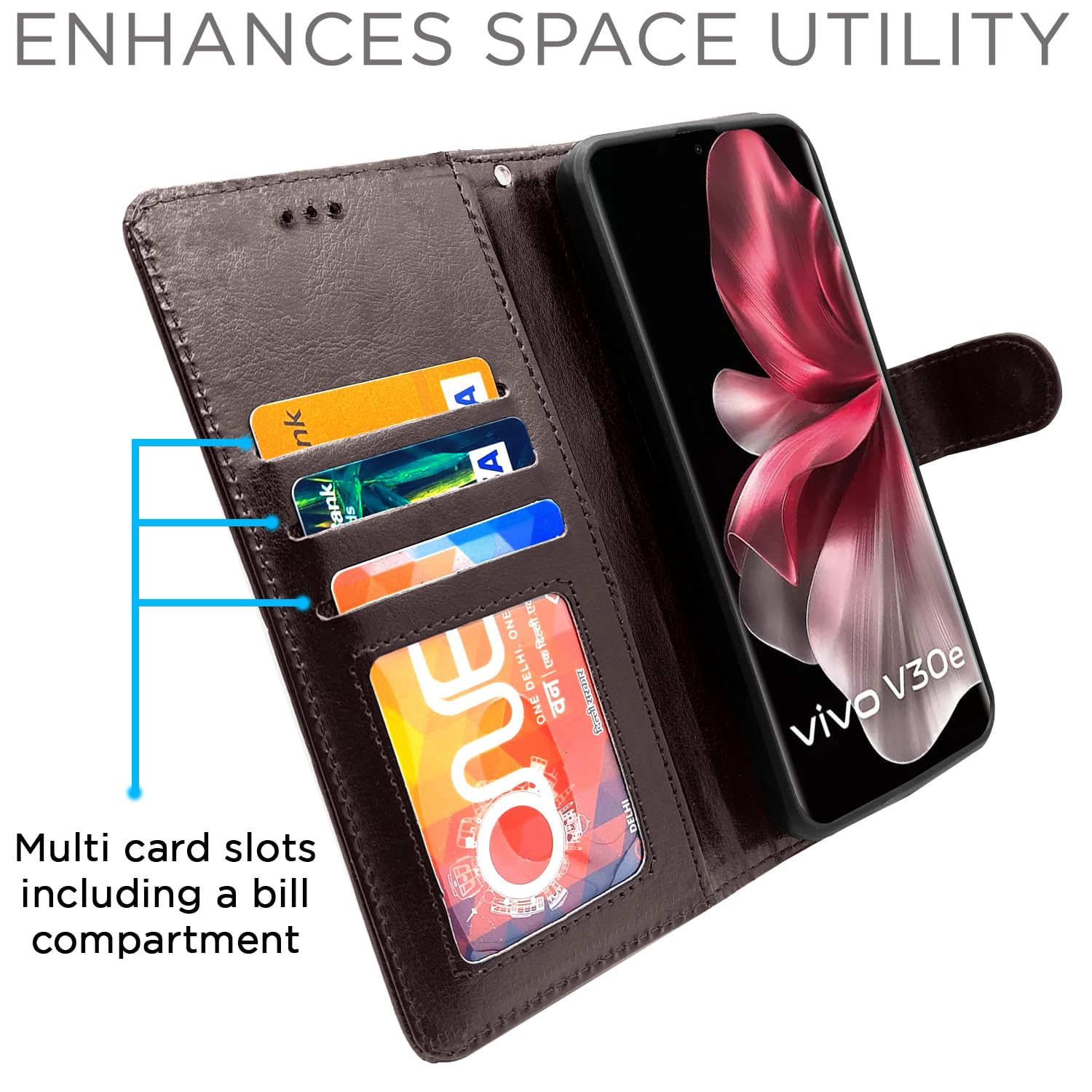 Pikkme Vivo V30e 5G Vintage Flip Cover | Coffee