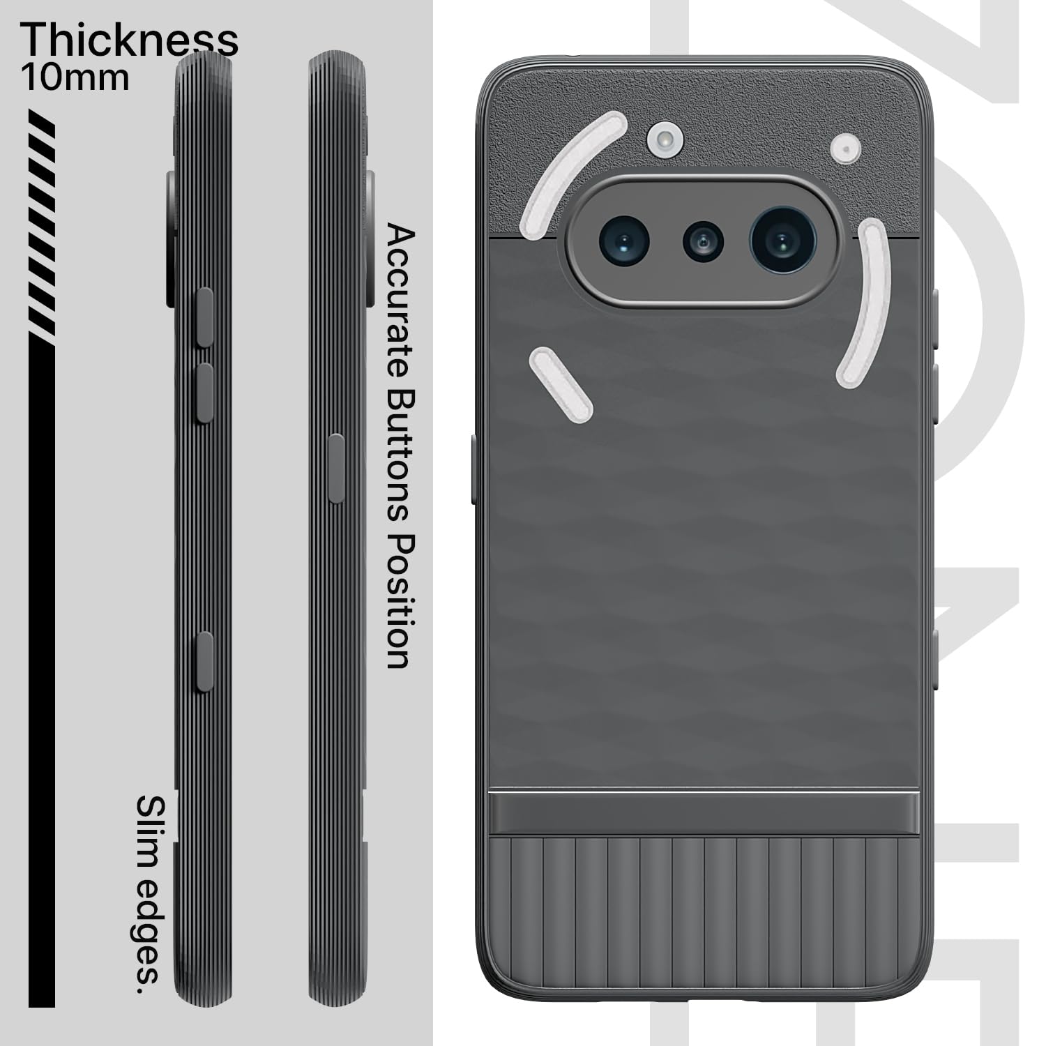 Pikkme Nothing Phone 3a 5G Shockproof Soft Flexible Gencase Back Cover (Grey)