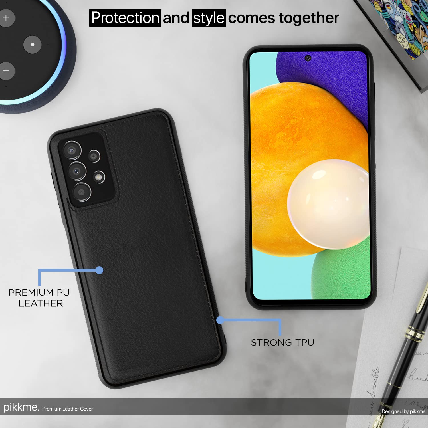 Pikkme Samsung Galaxy A52 / A52s 5G Leatherback Back Case | Black