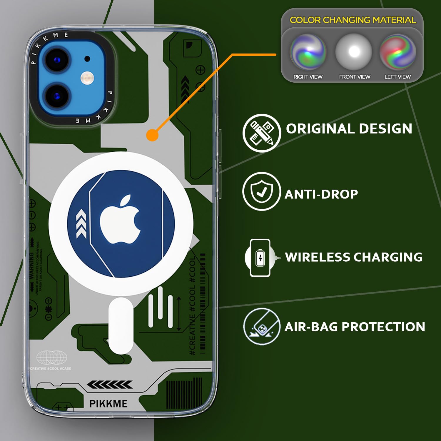 Pikkme iPhone 12/12 Pro Printmagsafe Back Cover (green)