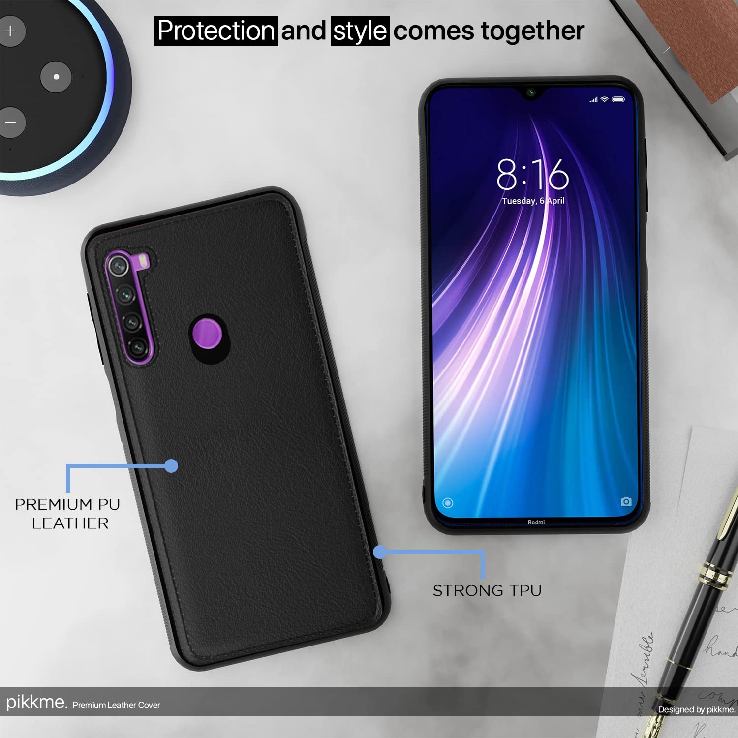 Pikkme black Leather mobile cover for Redmi Note 8 – photo 5