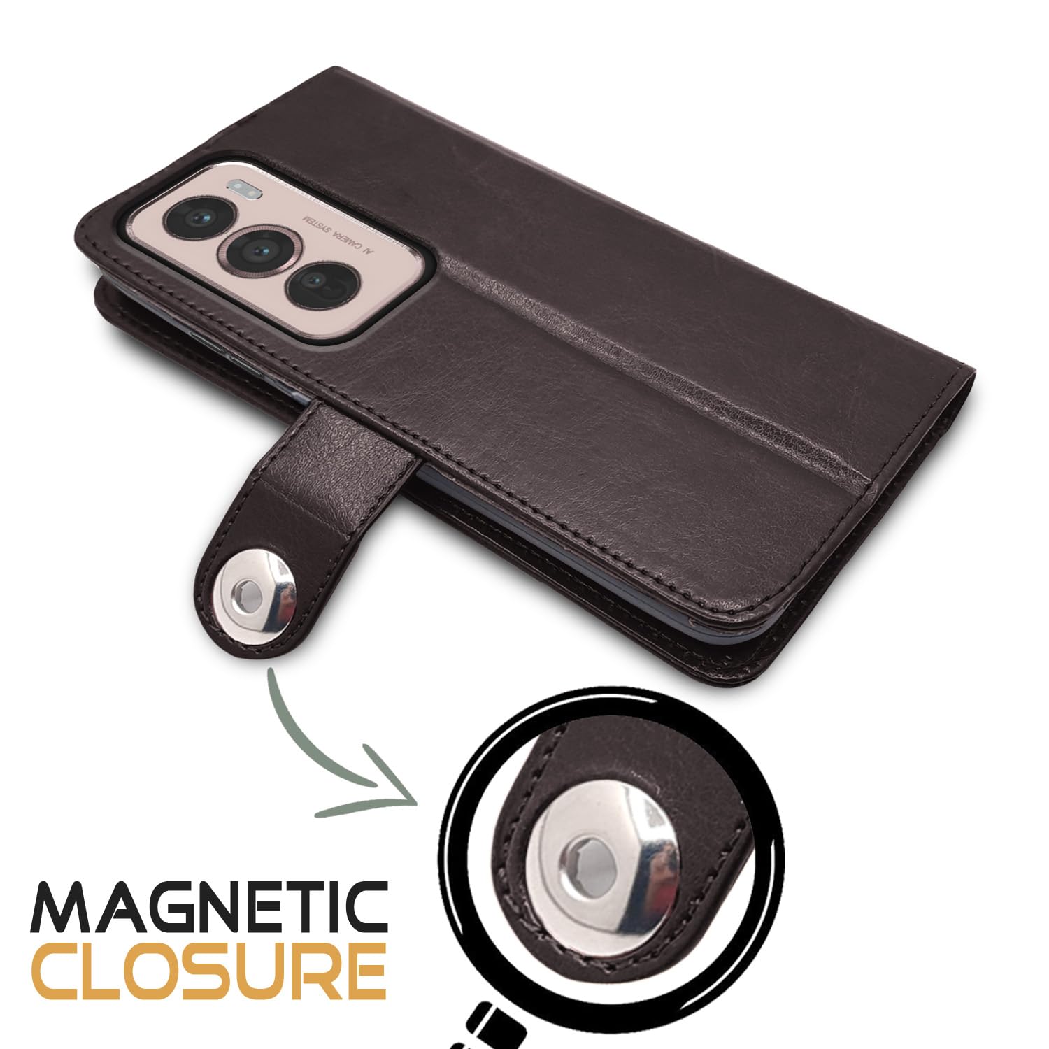 Pikkme Oppo Reno 12 5G Button coffee flip case – photo 2