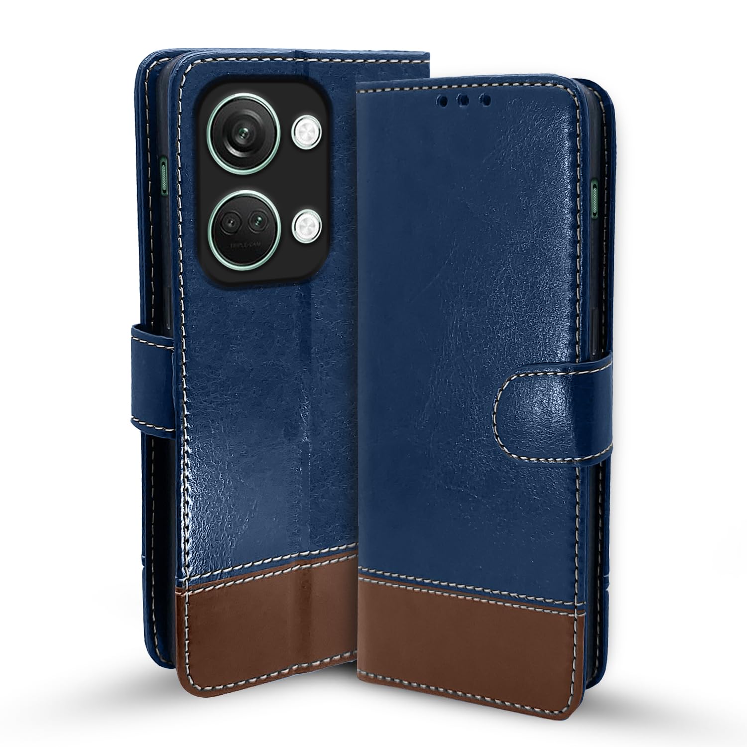 OnePlus Nord 3 5G Magnetic flip cover in blue & brown by Pikkme