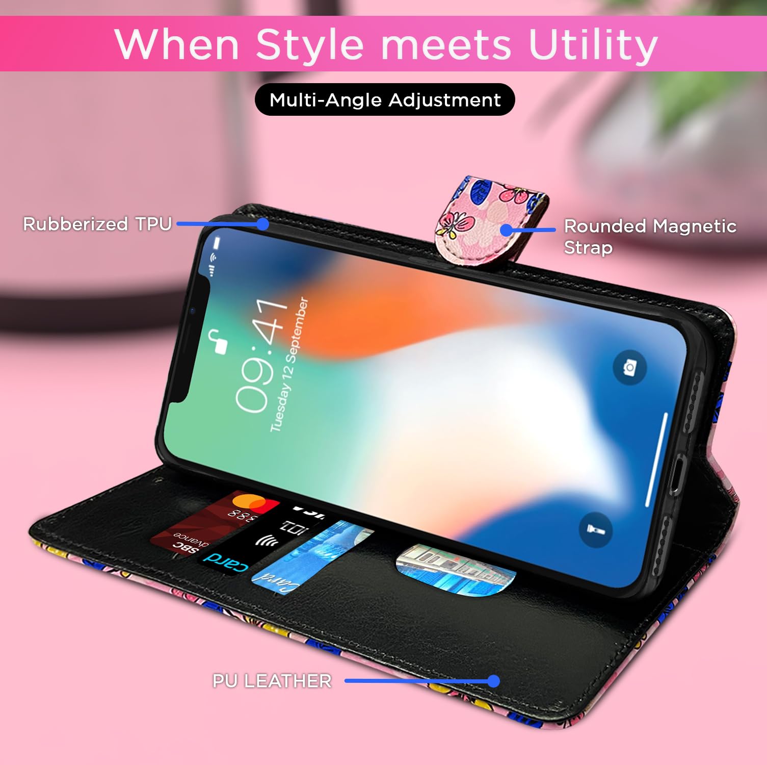 Pikkme pink flower flip cover for iPhone X/XS – photo 5