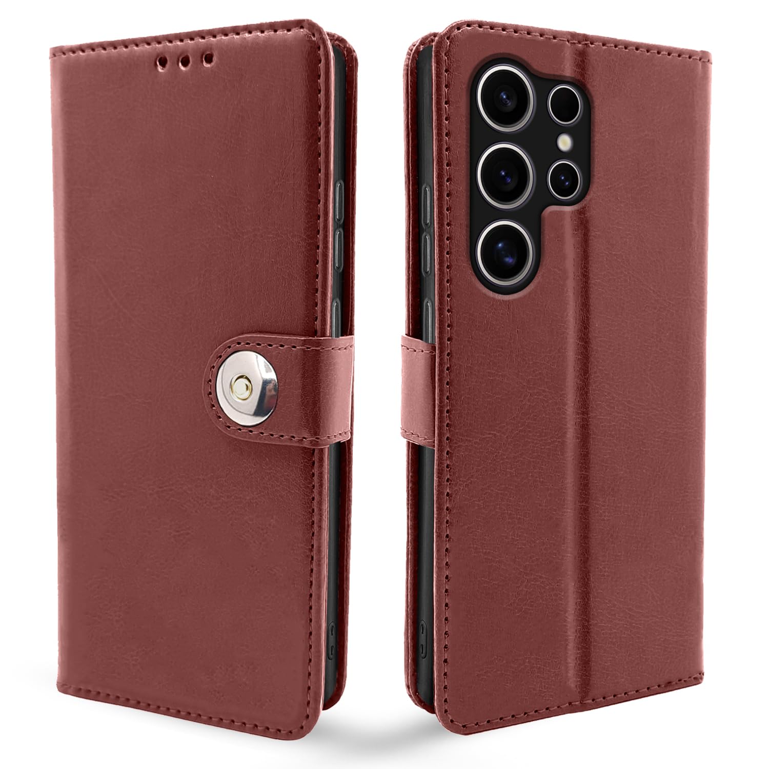 Pikkme Samsung S24 Ultra 5G Button brown flip cover