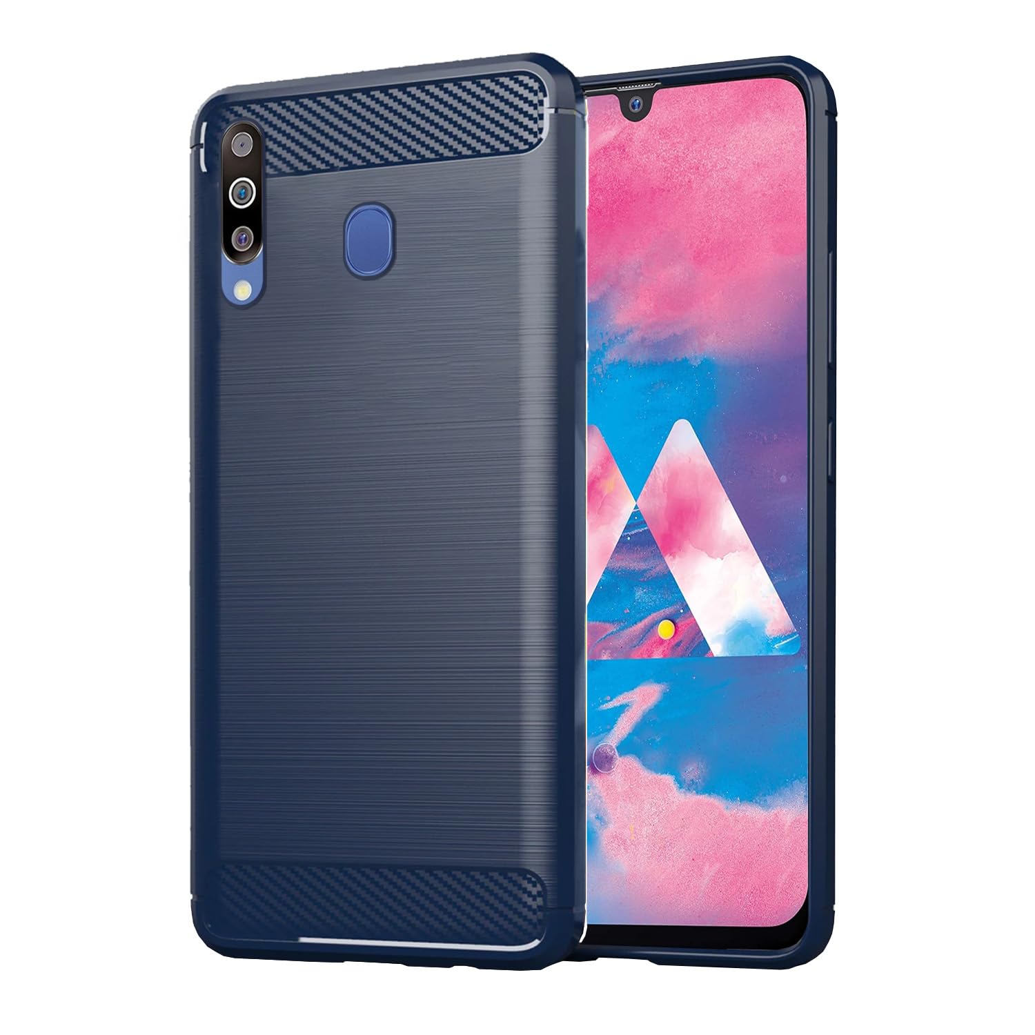 Samsung Galaxy M30 Hybrid Carbon Fiber Back Cover - Blue