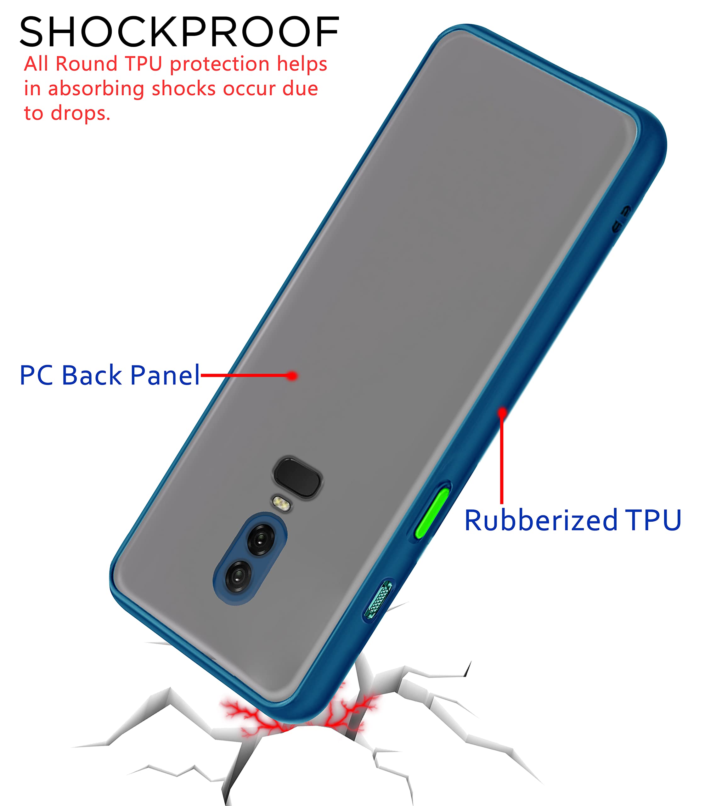 Pikkme OnePlus 6 Hybrid blue mobile back cover – photo 4