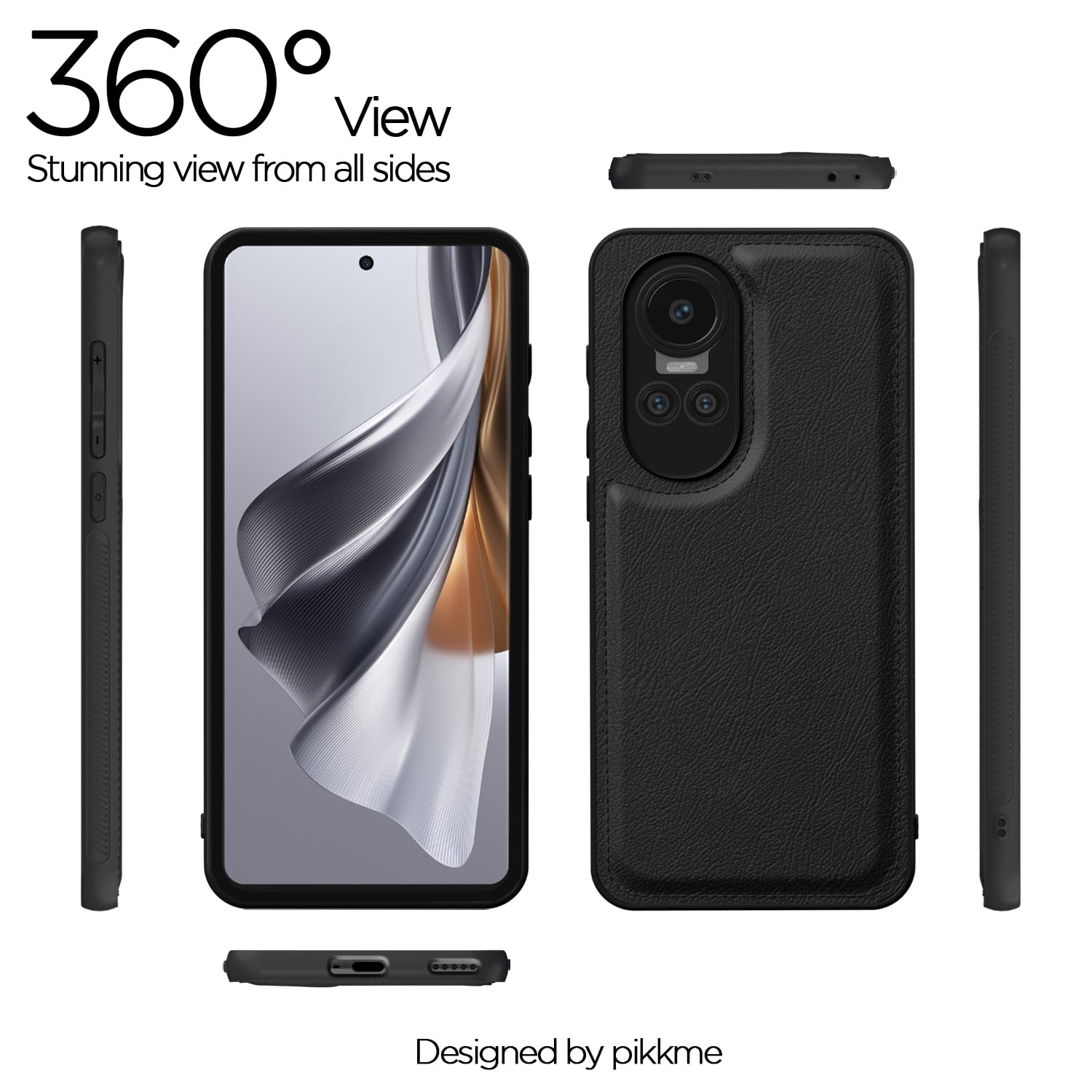 Pikkme Oppo Reno 10 Pro 5G Leatherback Back Case | Black